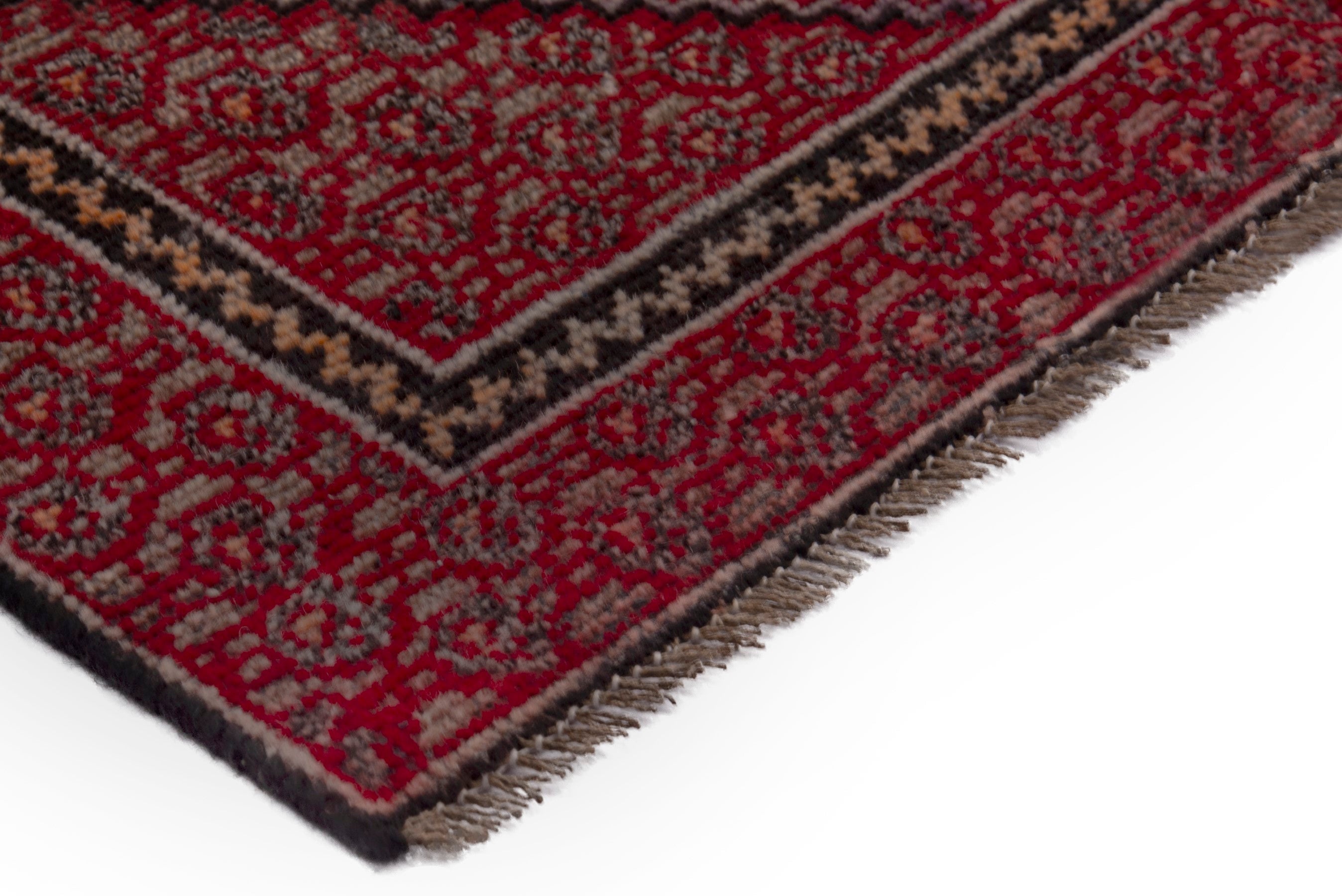 Persian Ferdos accent rug in cream and burgundy, view 4 of 18