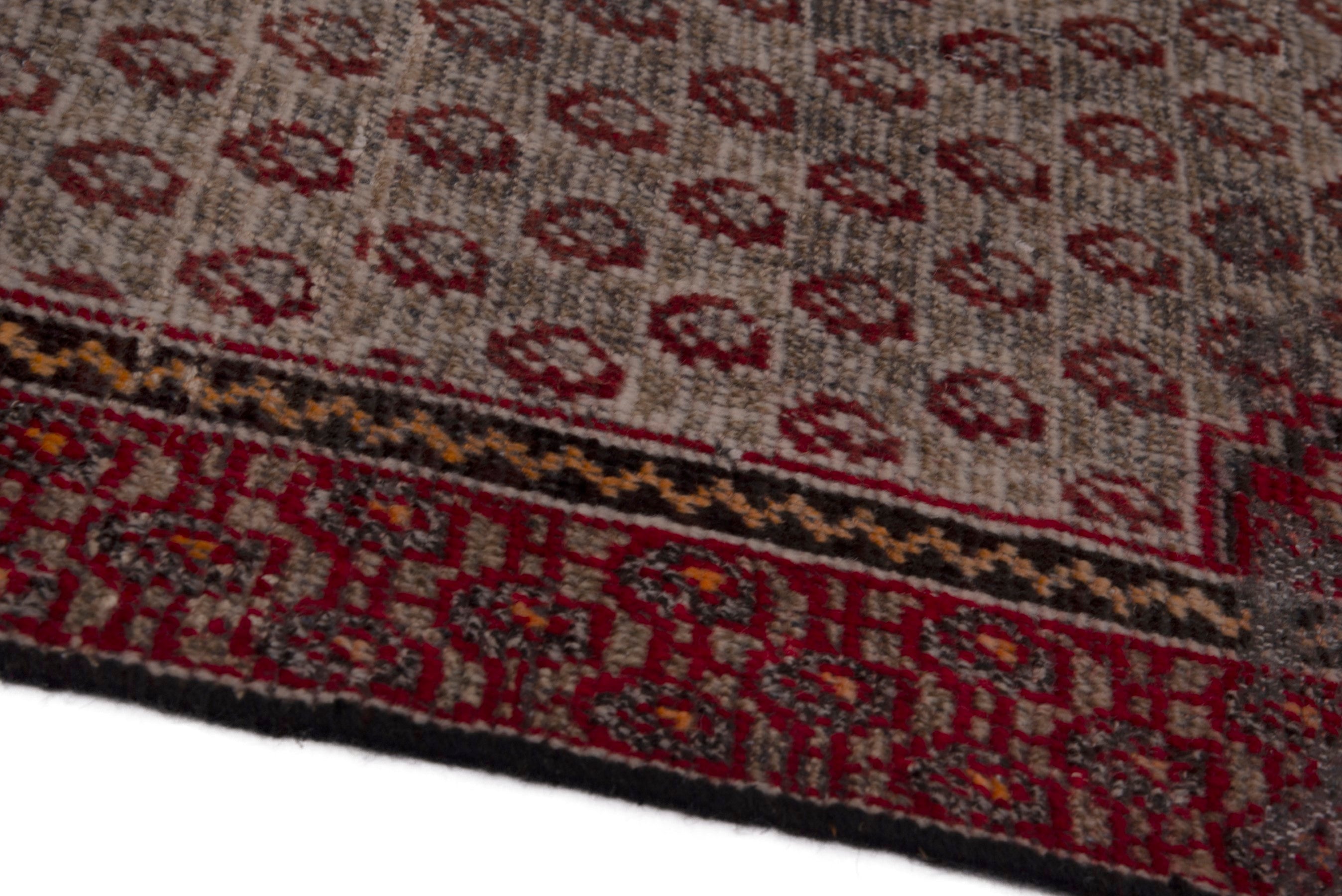 Persian Ferdos accent rug in cream and burgundy, view 5 of 18