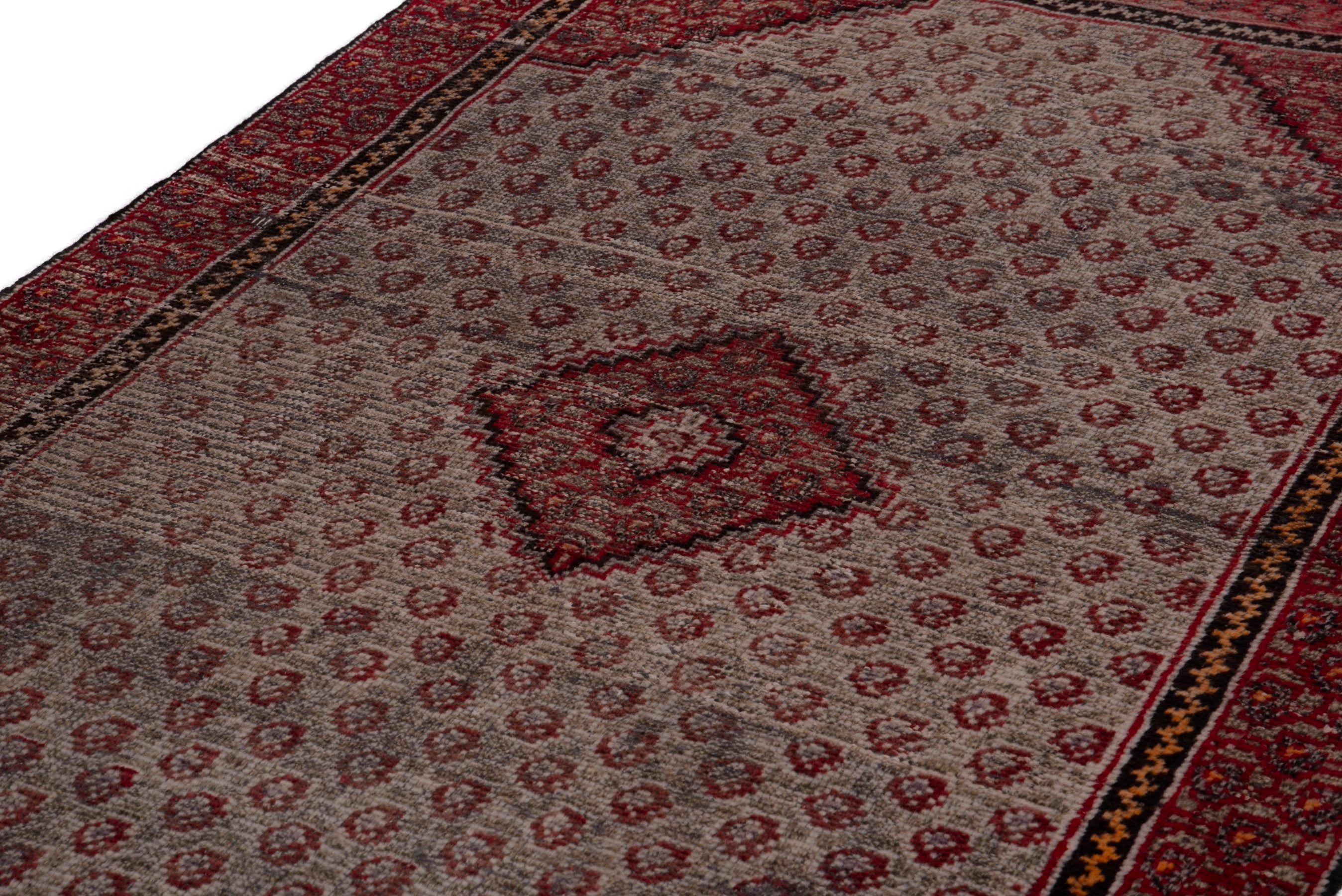 Persian Ferdos accent rug in cream and burgundy, view 6 of 18
