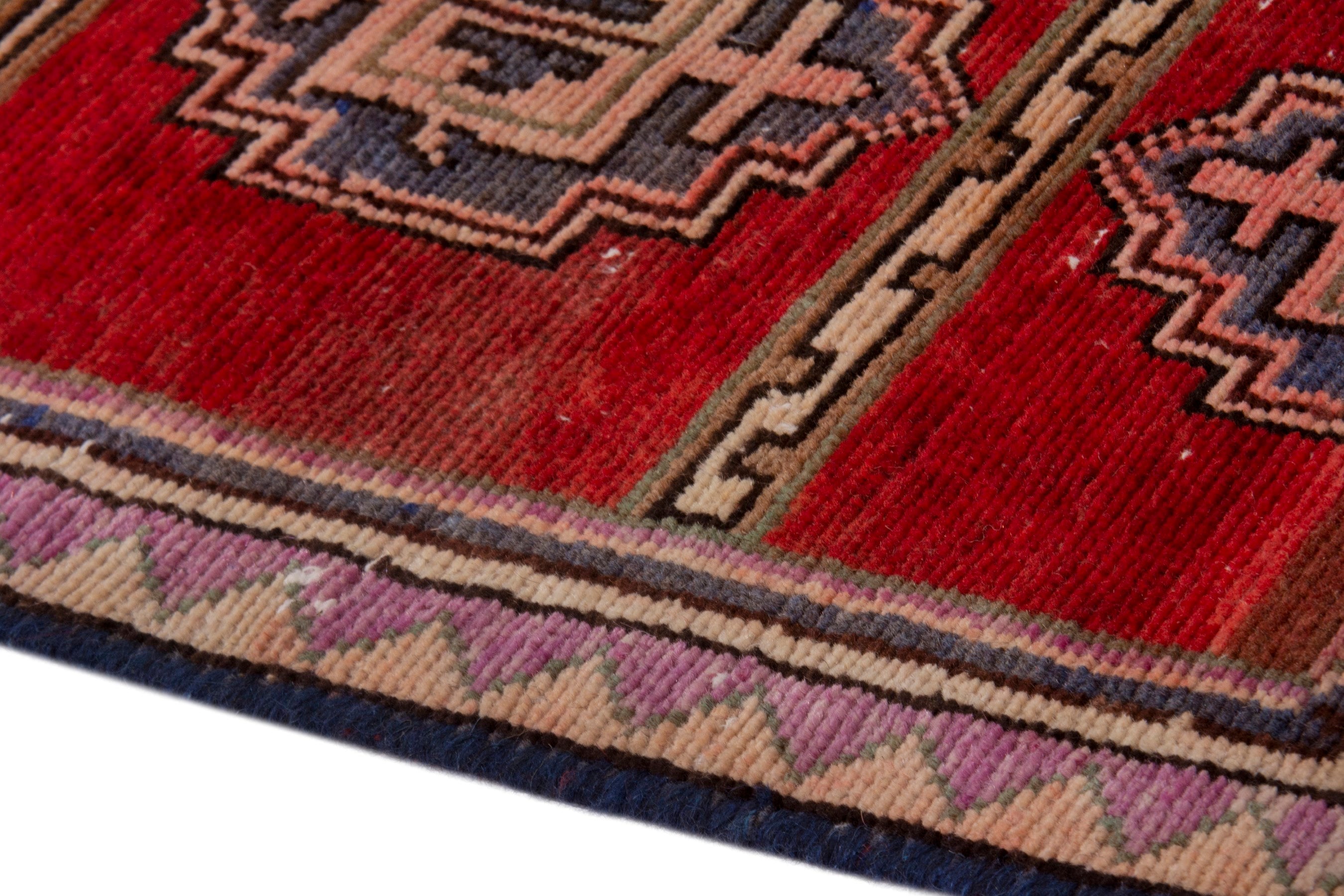 Persian Zanjan runner rug in deep red and cream, view 5 of 19