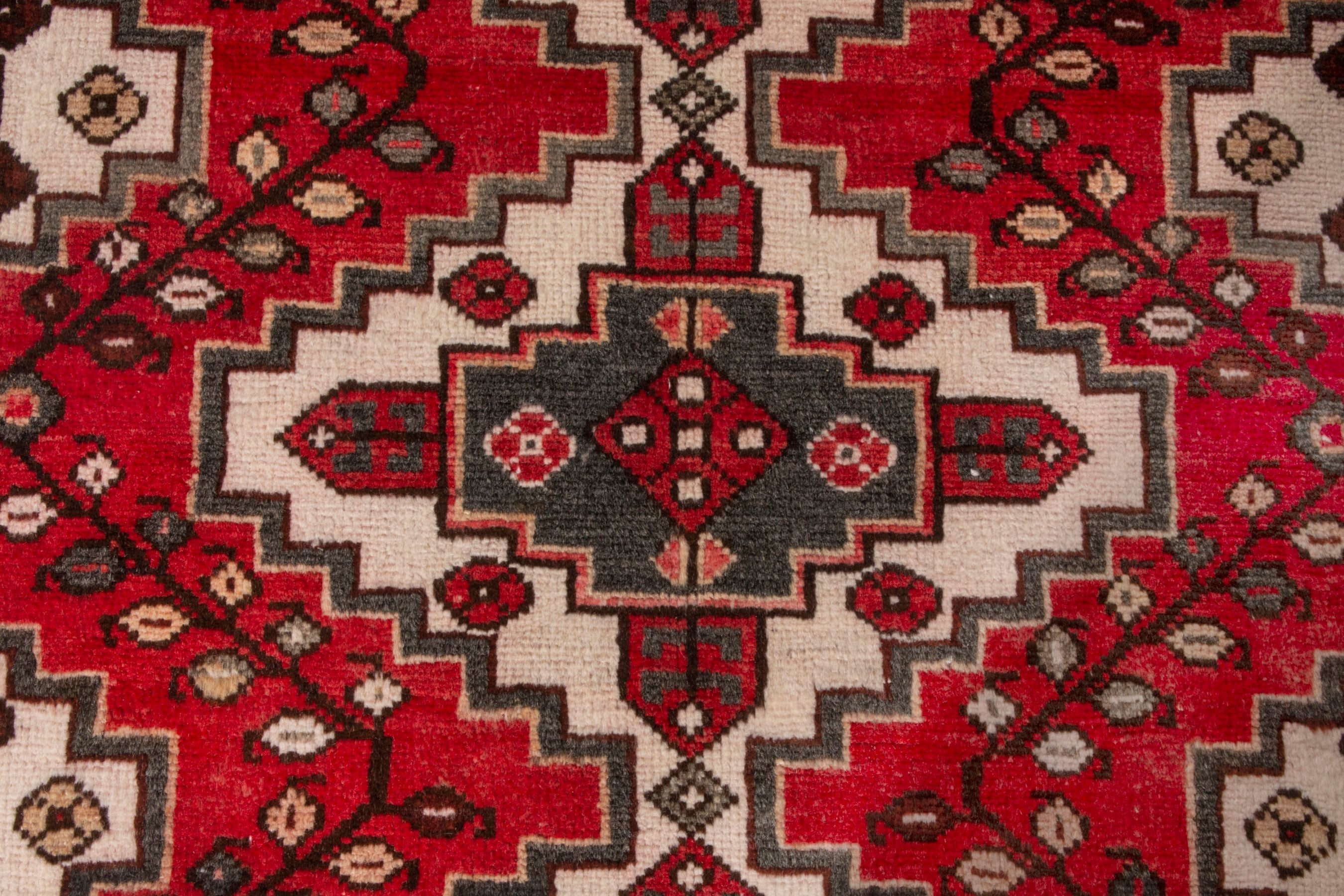 Persian Bakhtiari accent rug in deep red and cream, view 12 of 19