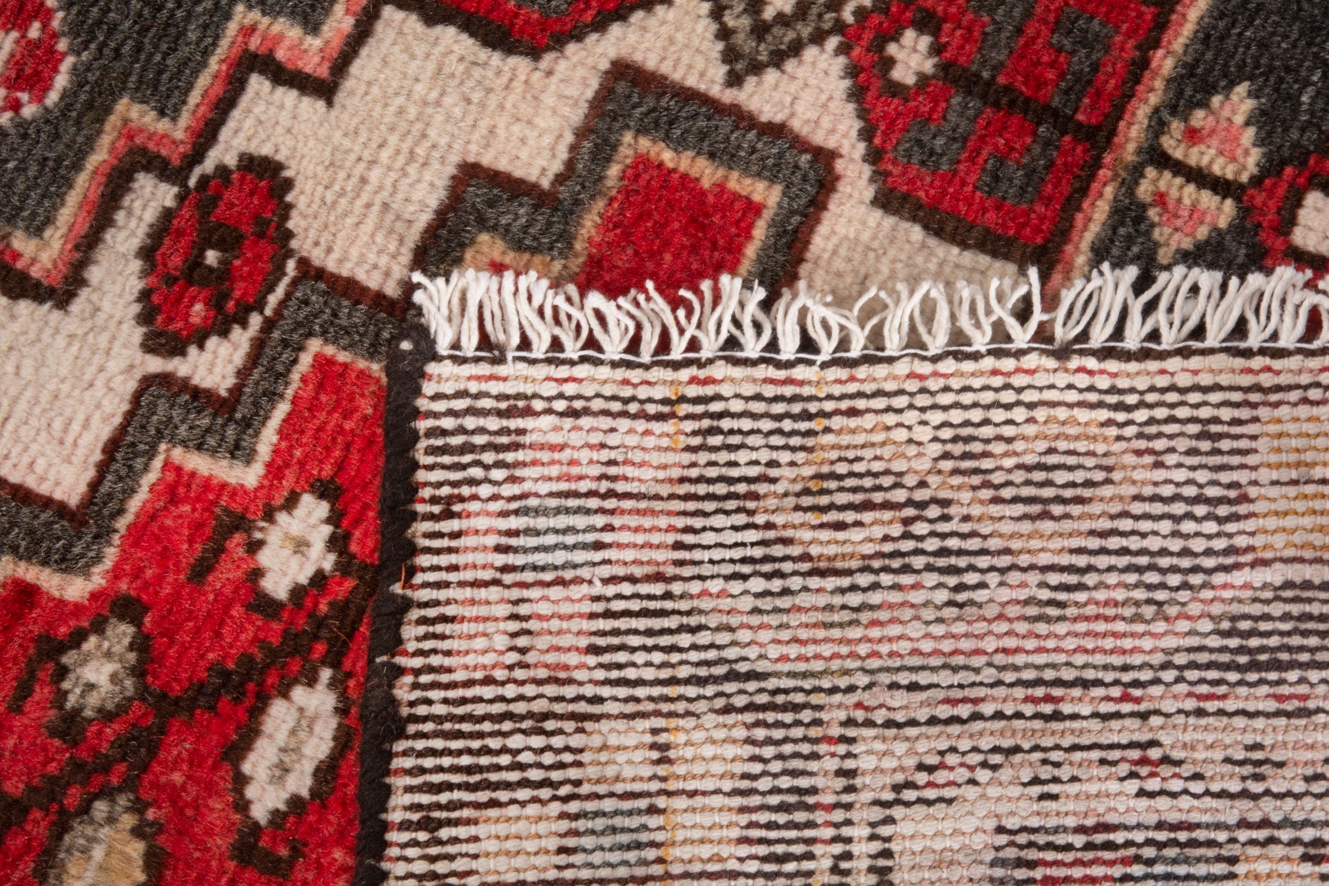 Persian Bakhtiari accent rug in deep red and cream, view 19 of 19