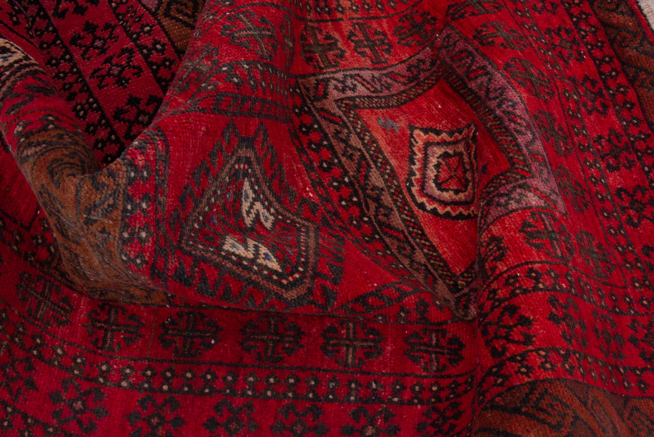 Persian Baluch accent rug in deep red and burgundy, view 14 of 17