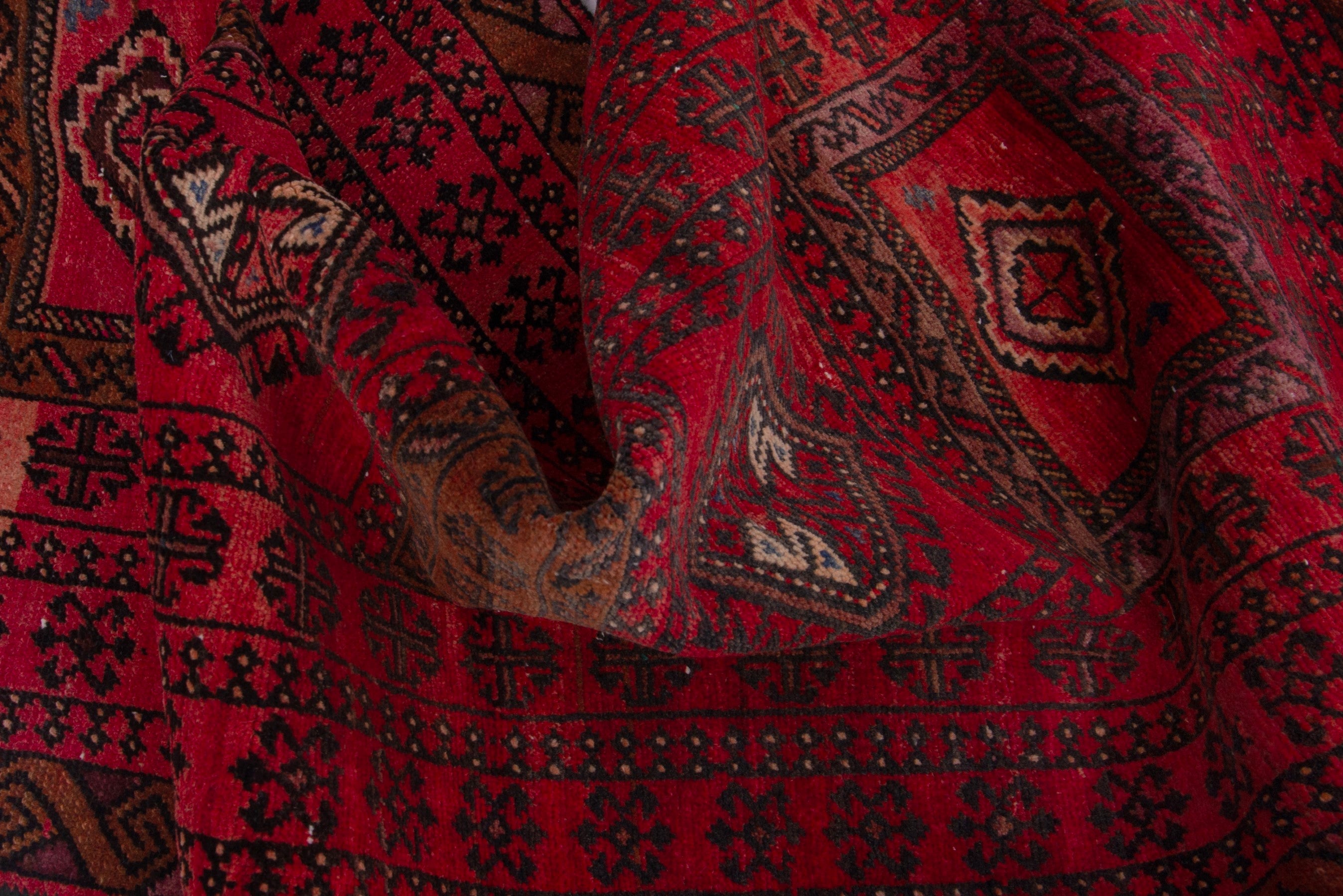 Persian Baluch accent rug in deep red and burgundy, view 15 of 17