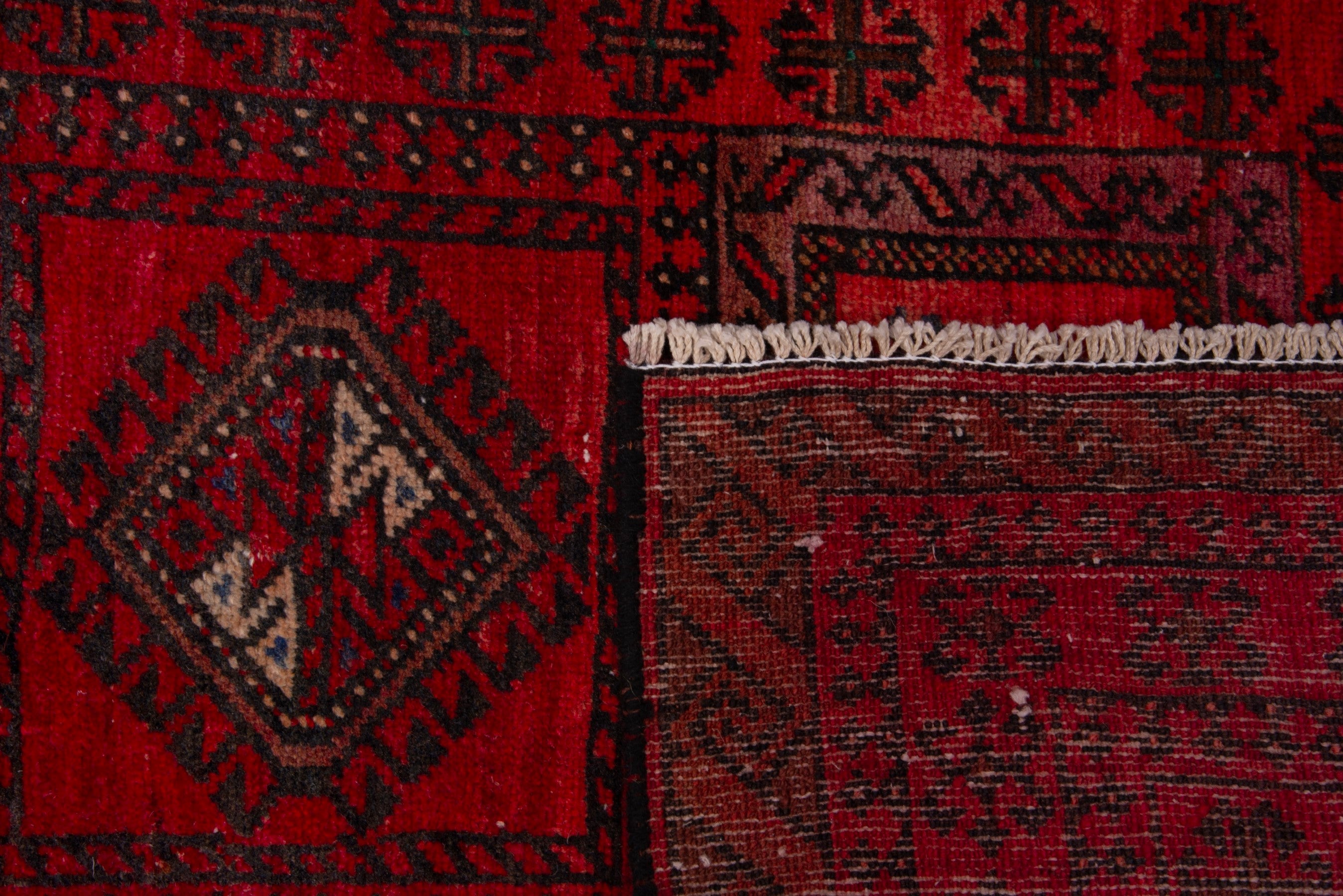 Persian Baluch accent rug in deep red and burgundy, view 17 of 17