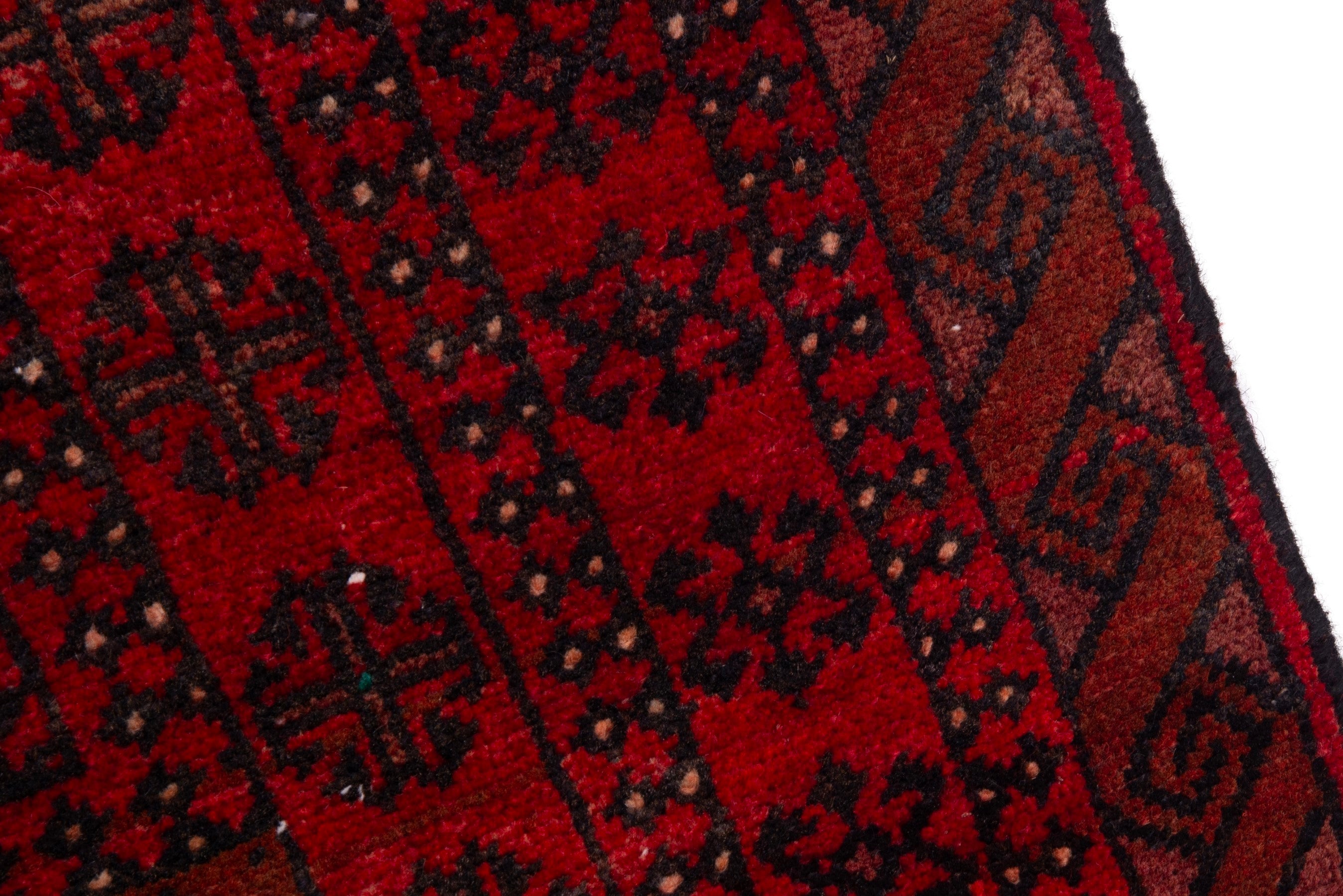 Persian Baluch accent rug in deep red and burgundy, view 7 of 17