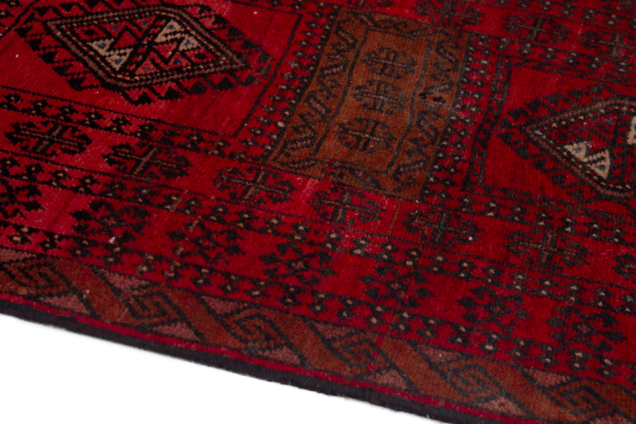 Persian Baluch accent rug in deep red and burgundy, view 8 of 17