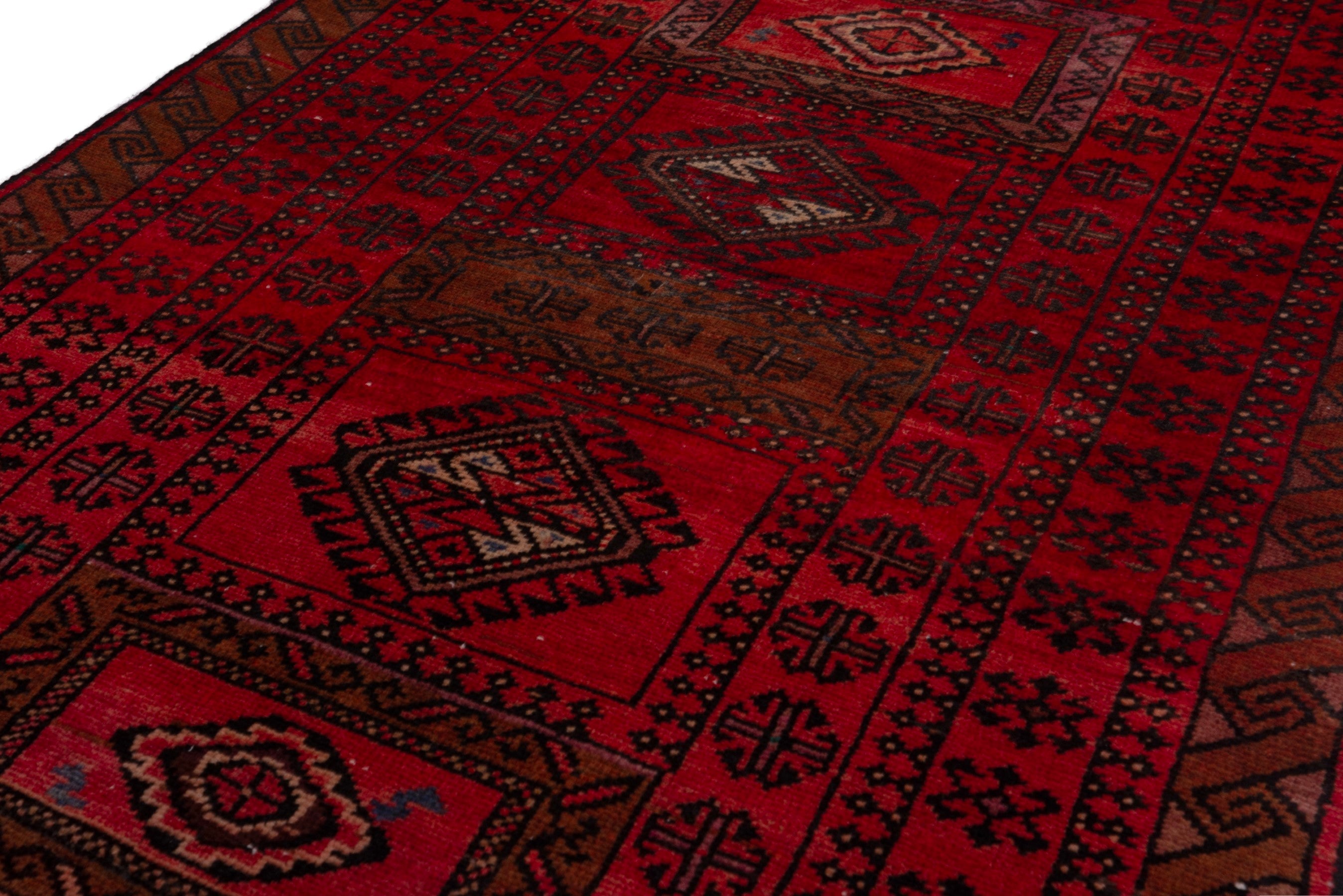 Persian Baluch accent rug in deep red and burgundy, view 9 of 17