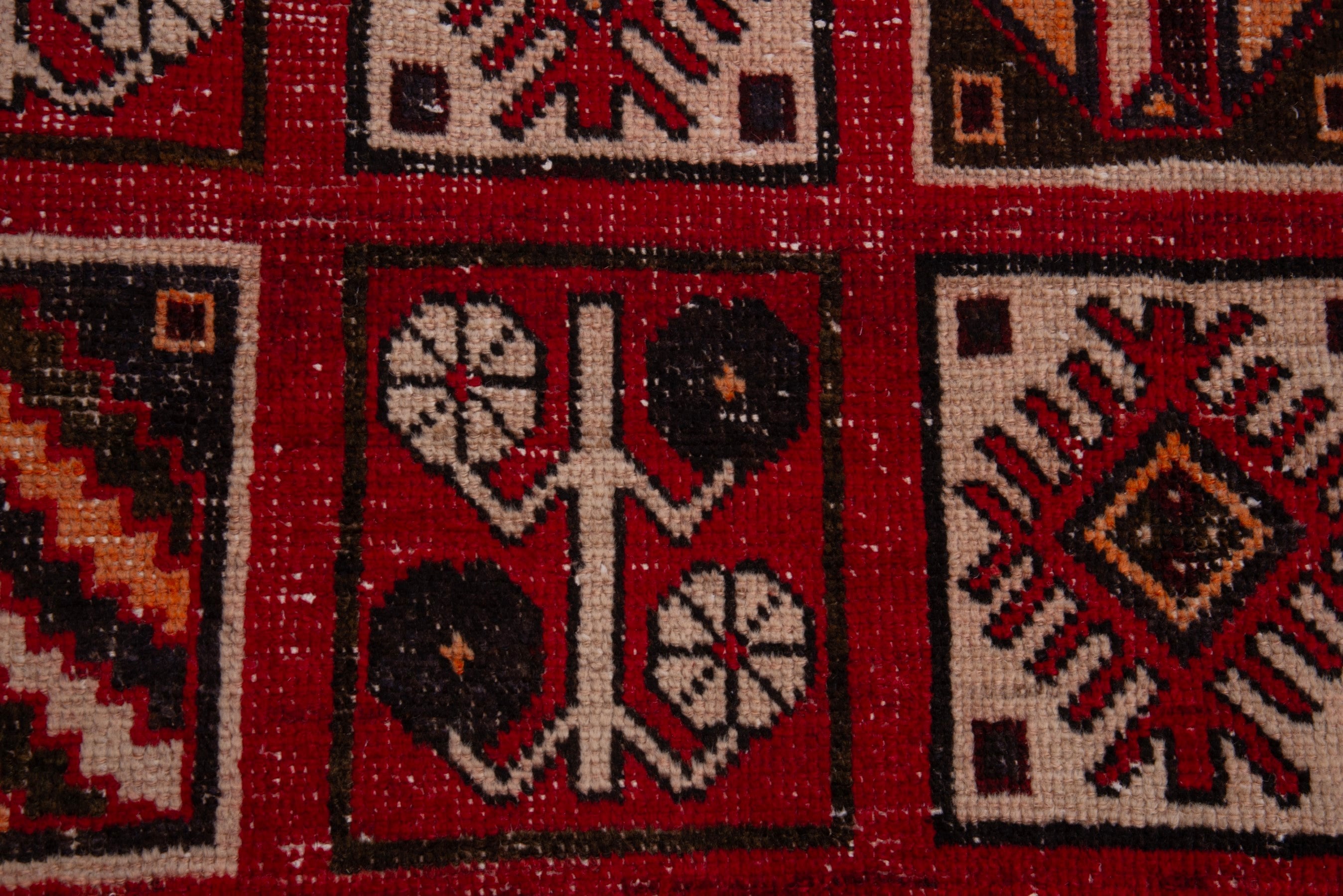 Persian Bakhtiari runner rug in deep red and burgundy, view 12 of 19