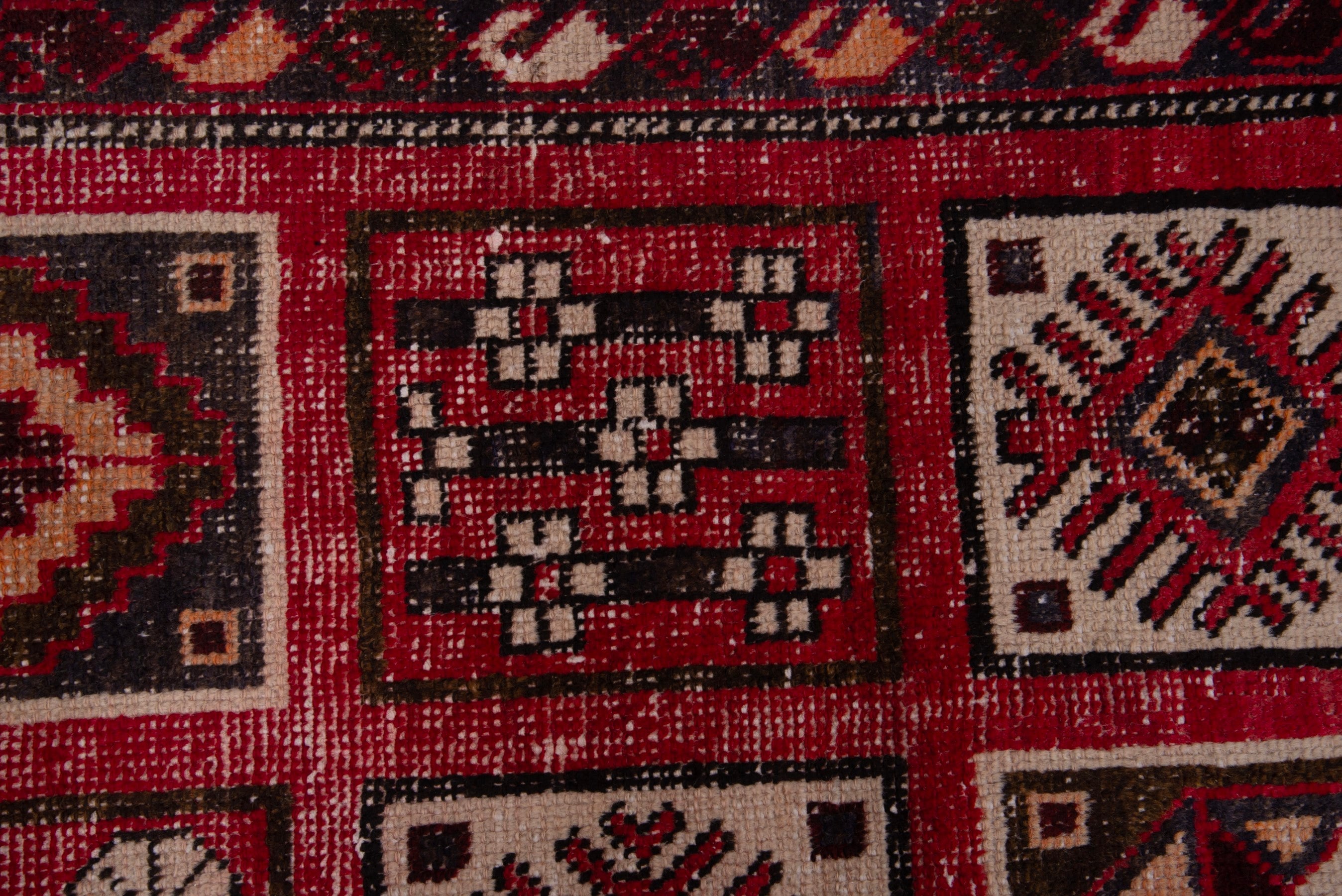Persian Bakhtiari runner rug in deep red and burgundy, view 13 of 19