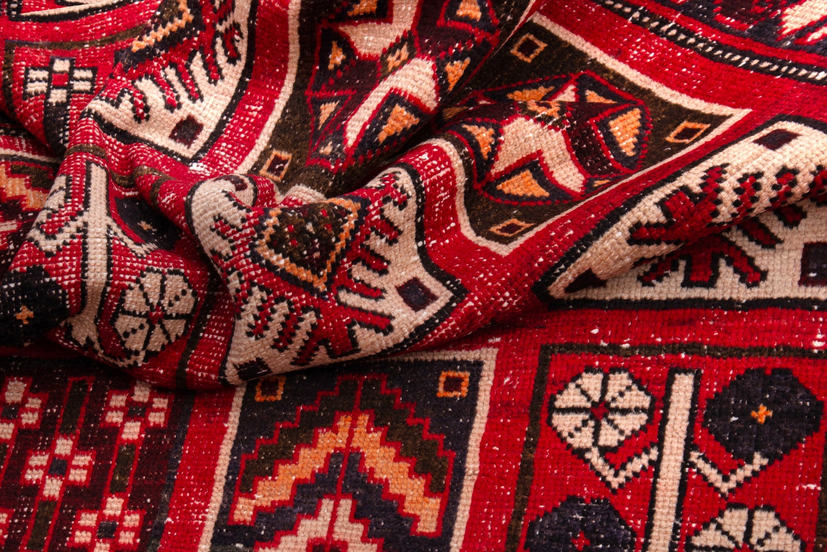 Persian Bakhtiari runner rug in deep red and burgundy, view 18 of 19
