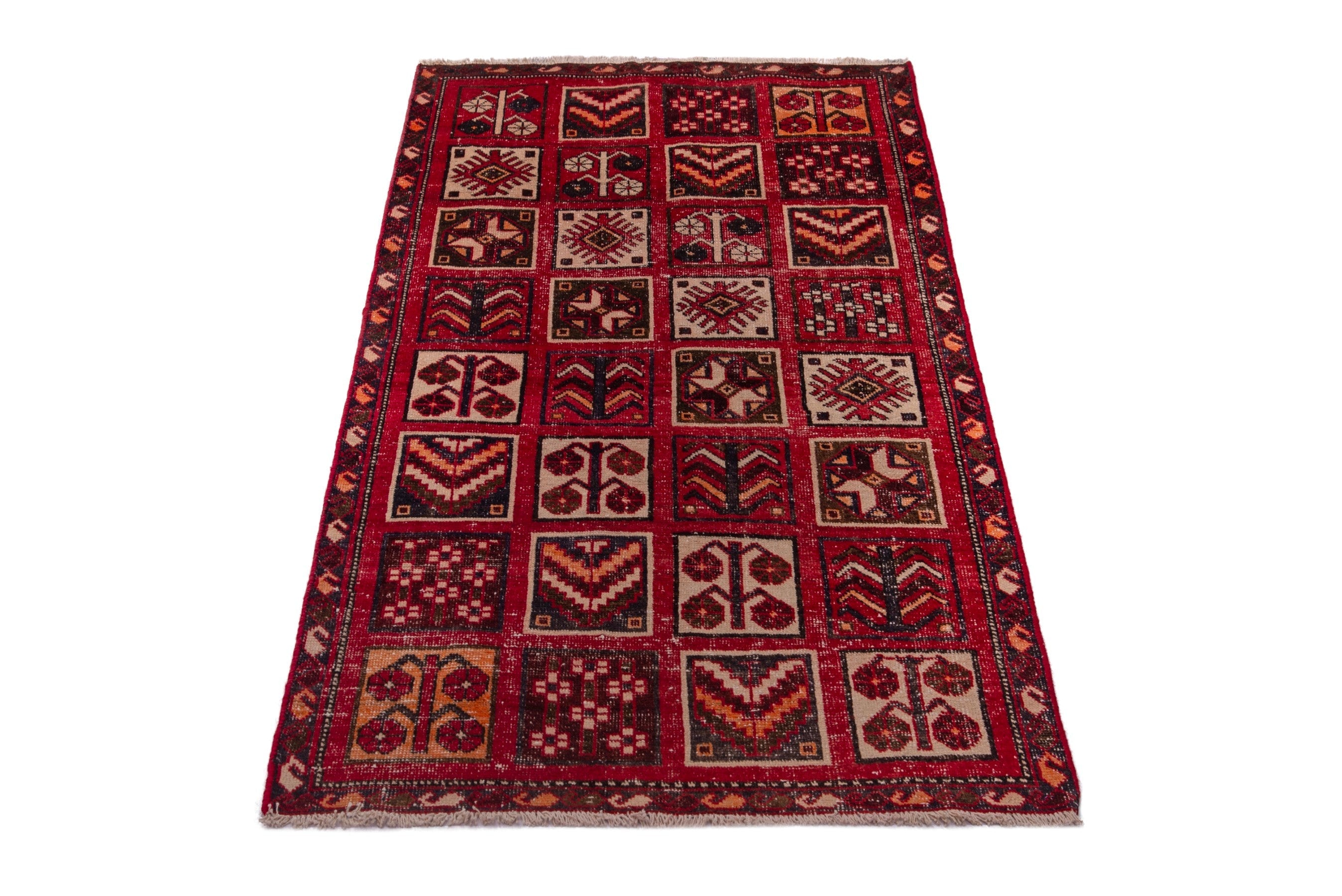 Persian Bakhtiari runner rug in deep red and burgundy, view 3 of 19