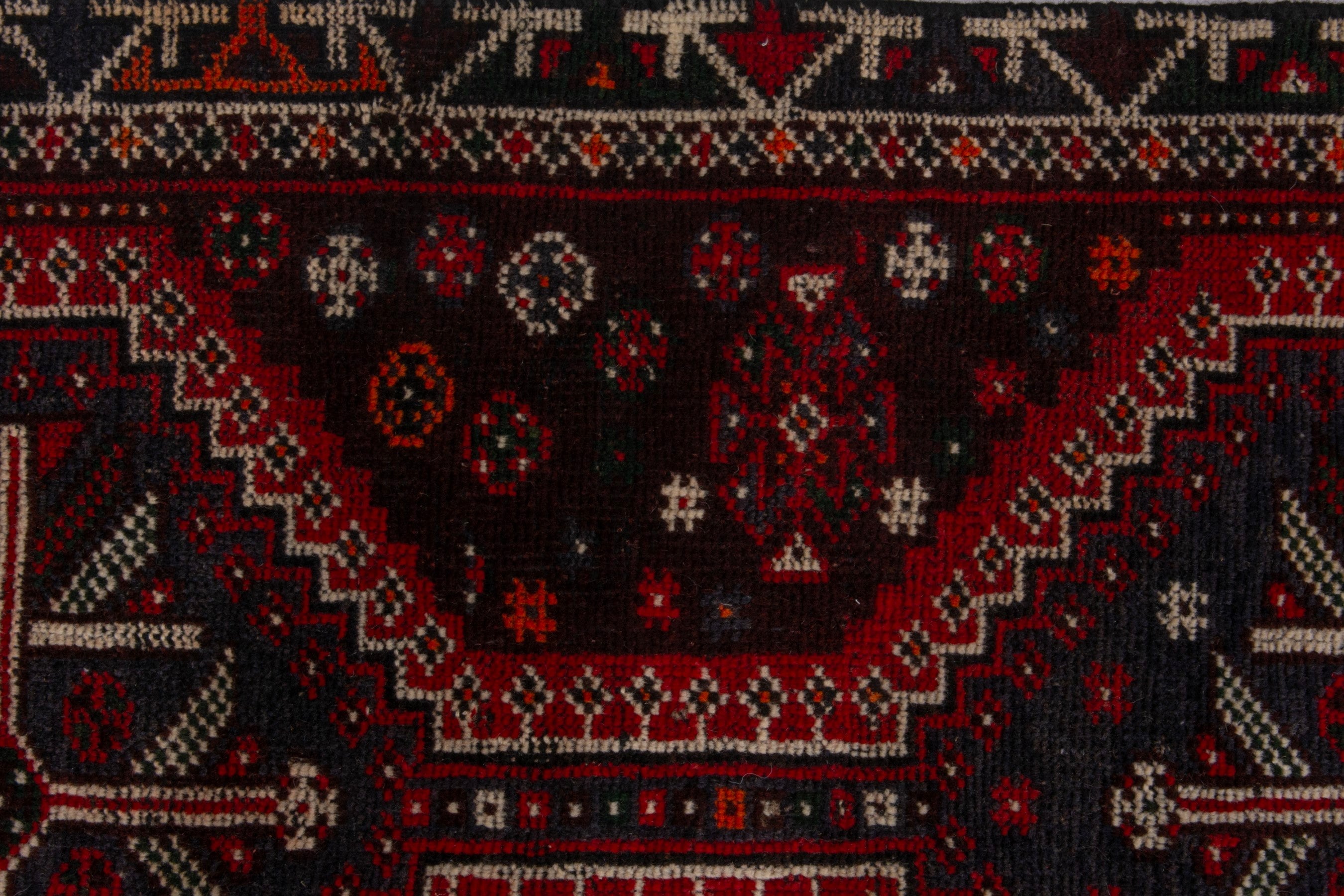 Persian Shiraz area rug in burgundy and deep red, view 14 of 18