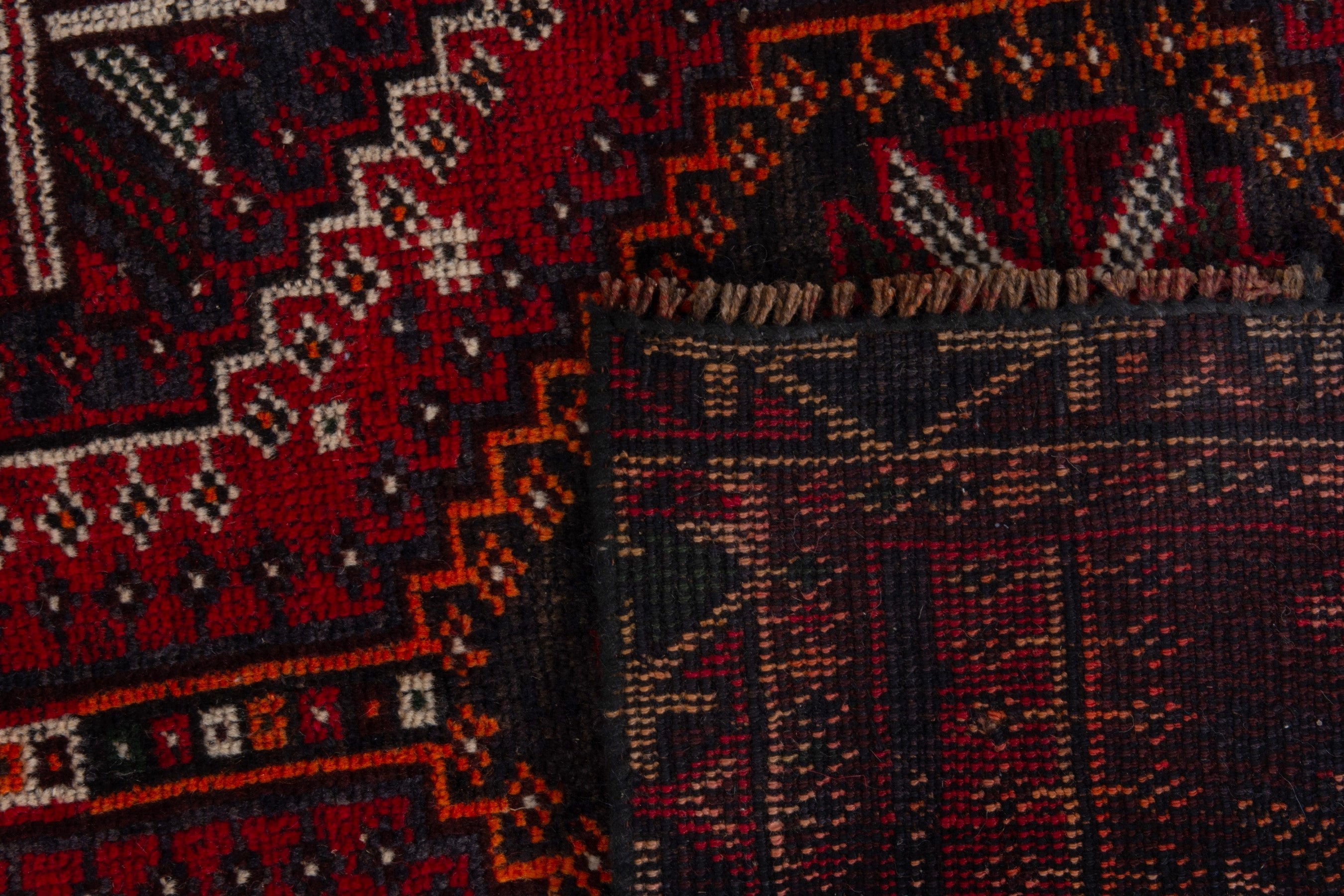 Persian Shiraz area rug in burgundy and deep red, view 18 of 18