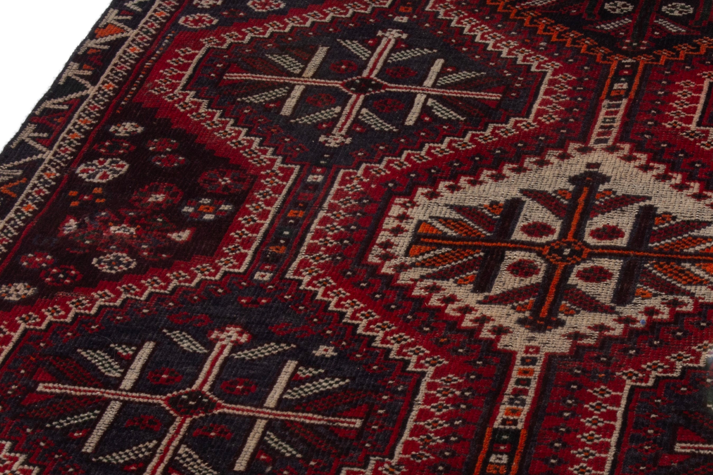 Persian Shiraz area rug in burgundy and deep red, view 6 of 18