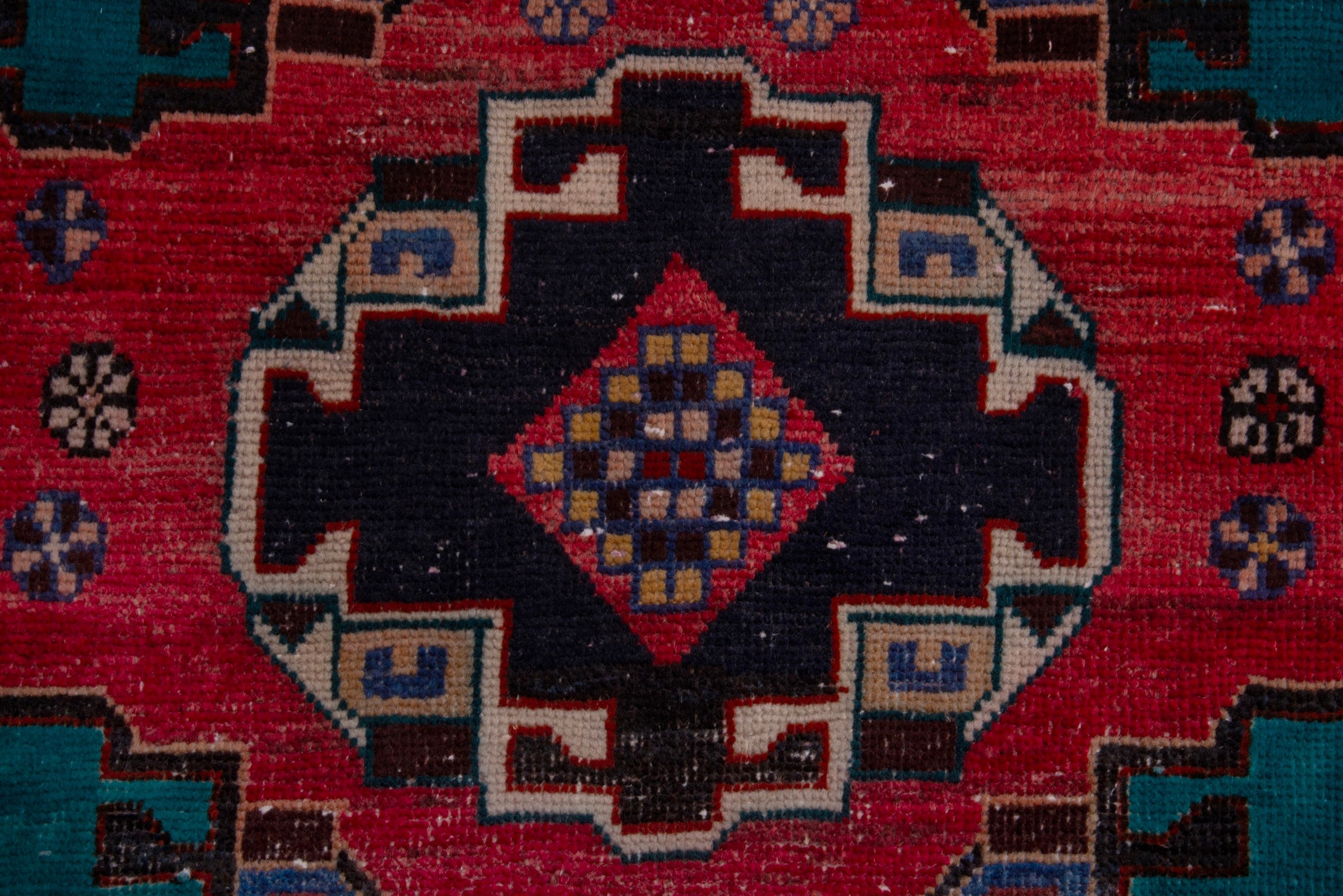 Persian Shiraz runner rug in deep red and teal, view 11 of 17