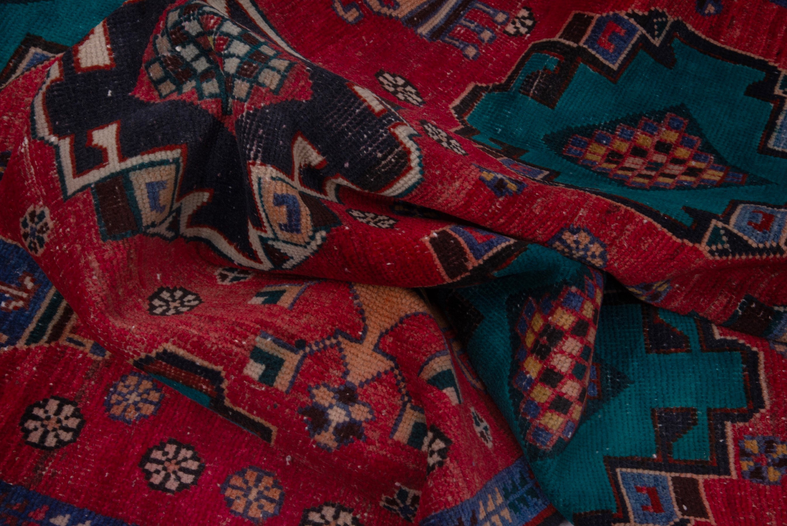 Persian Shiraz runner rug in deep red and teal, view 14 of 17