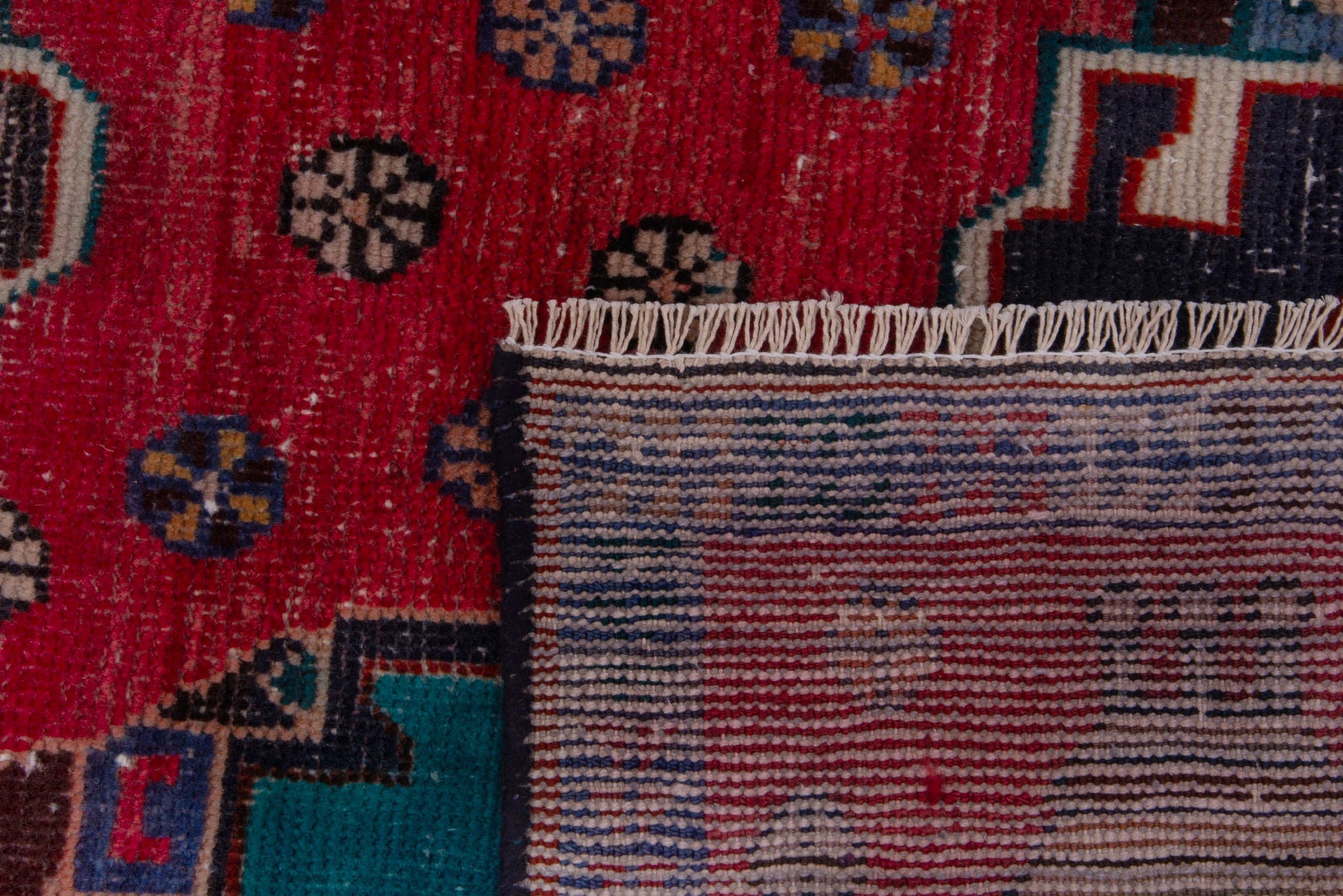 Persian Shiraz runner rug in deep red and teal, view 17 of 17