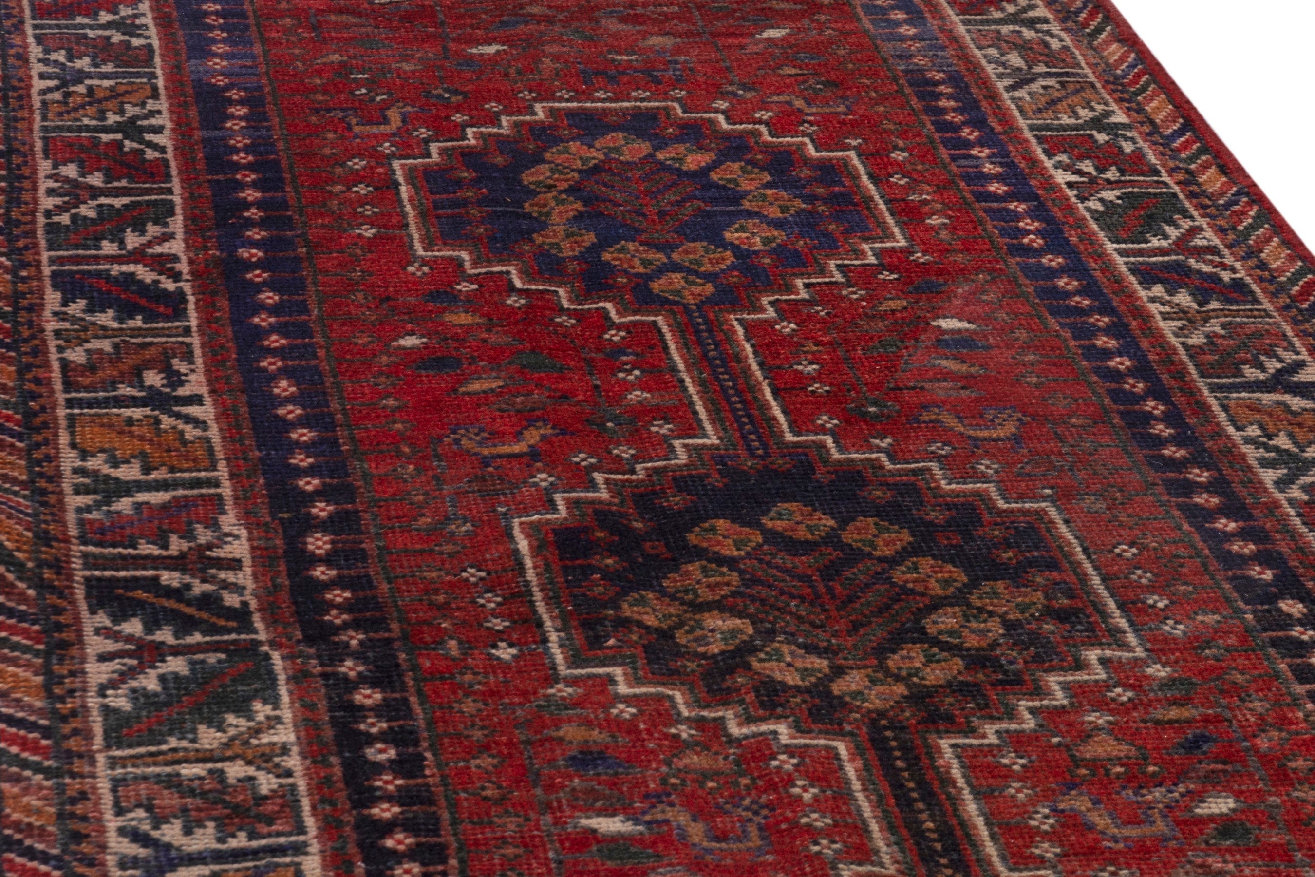 Persian Shiraz runner rug in deep red and cream, view 7 of 18