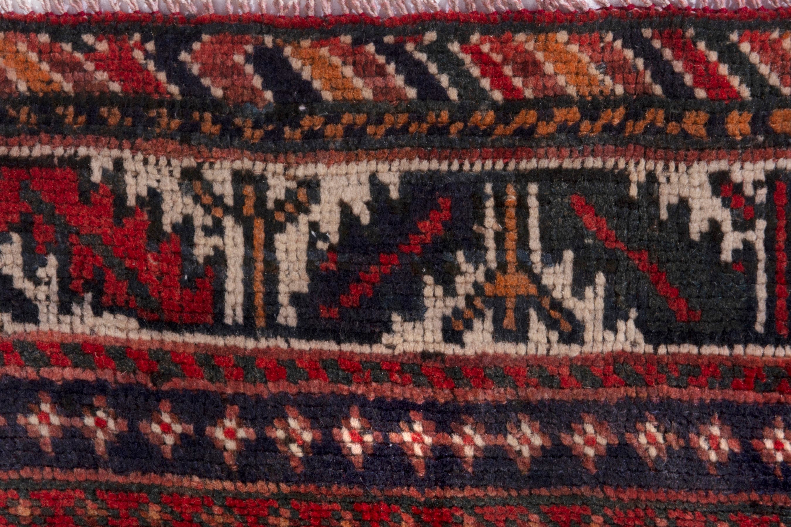 Persian Shiraz runner rug in deep red and cream, view 11 of 18