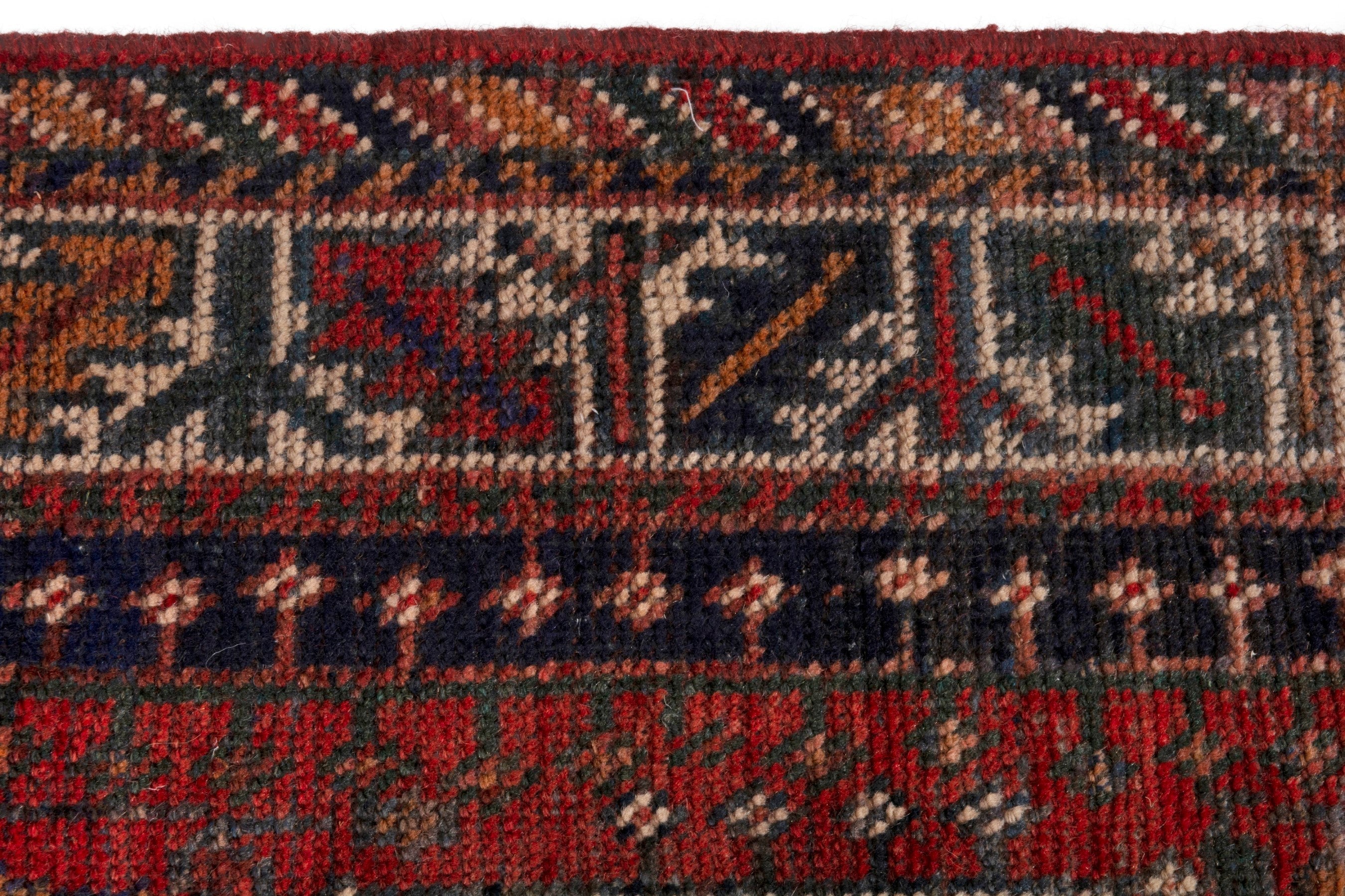 Persian Shiraz runner rug in deep red and cream, view 12 of 18