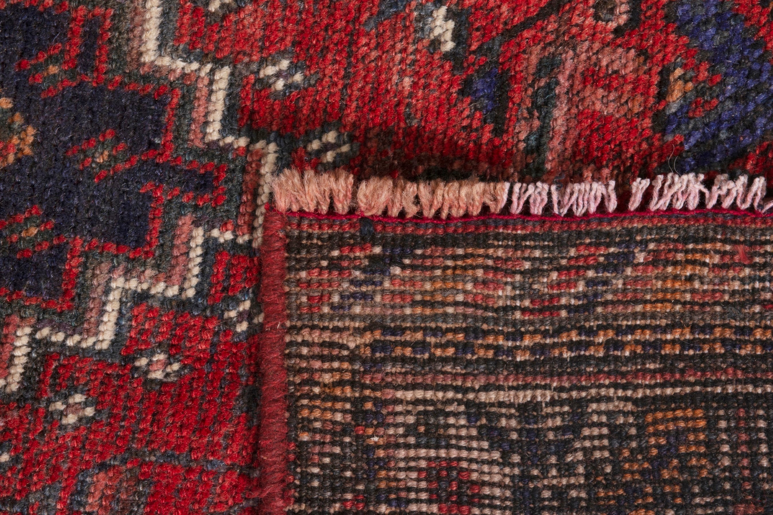 Persian Shiraz runner rug in deep red and cream, view 18 of 18