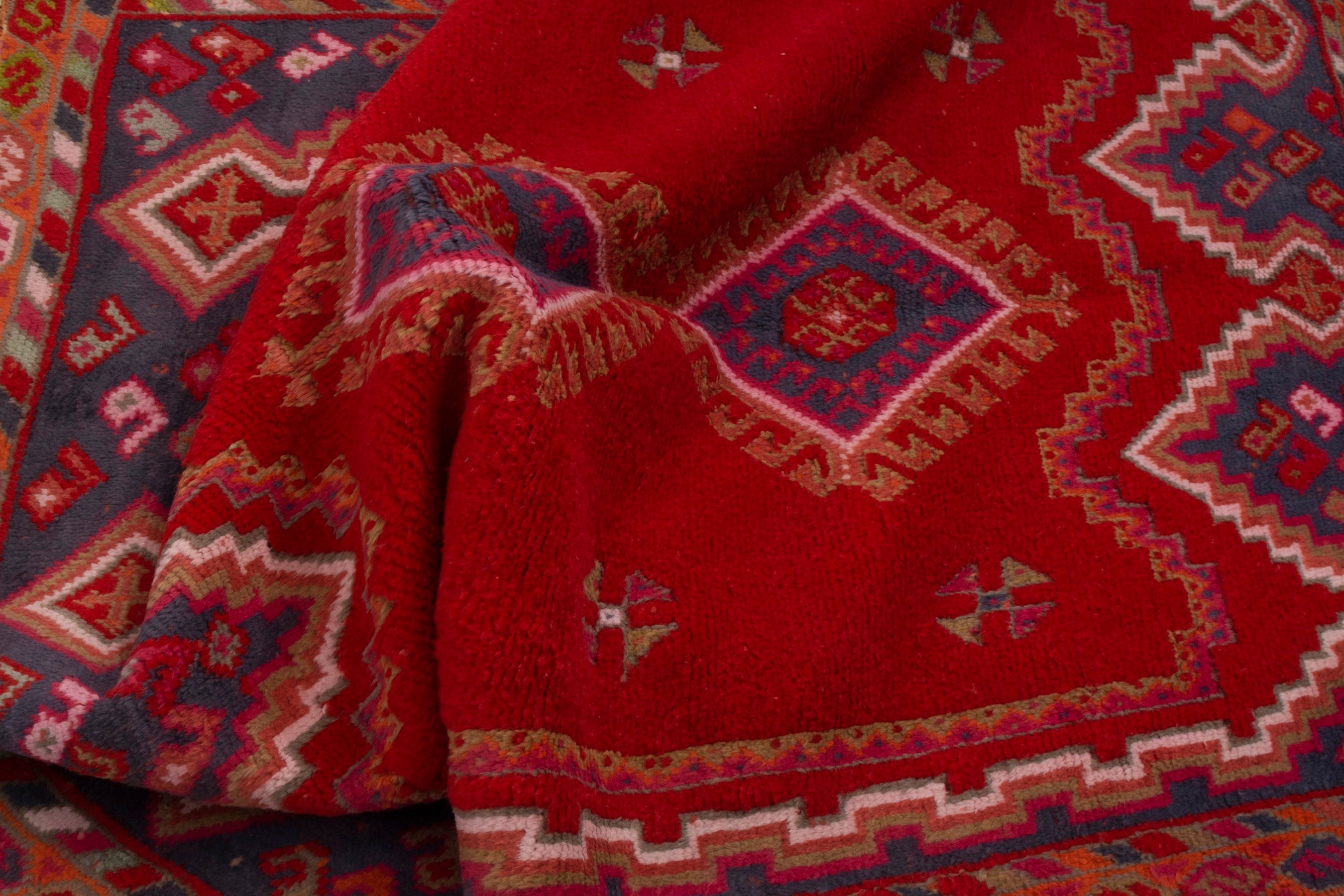 Persian Shiraz accent rug in deep red and rust, view 18 of 19