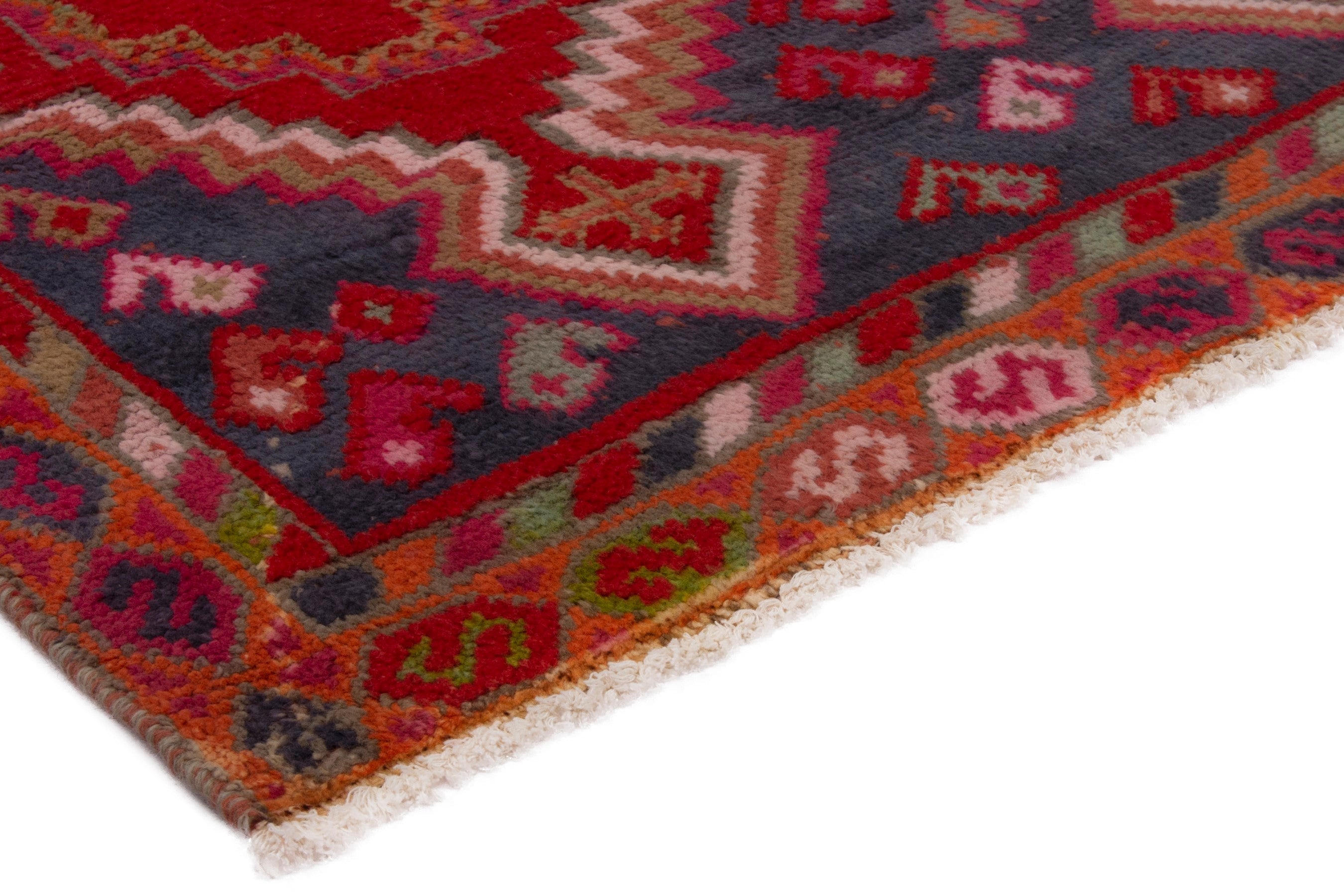 Persian Shiraz accent rug in deep red and rust, view 4 of 19