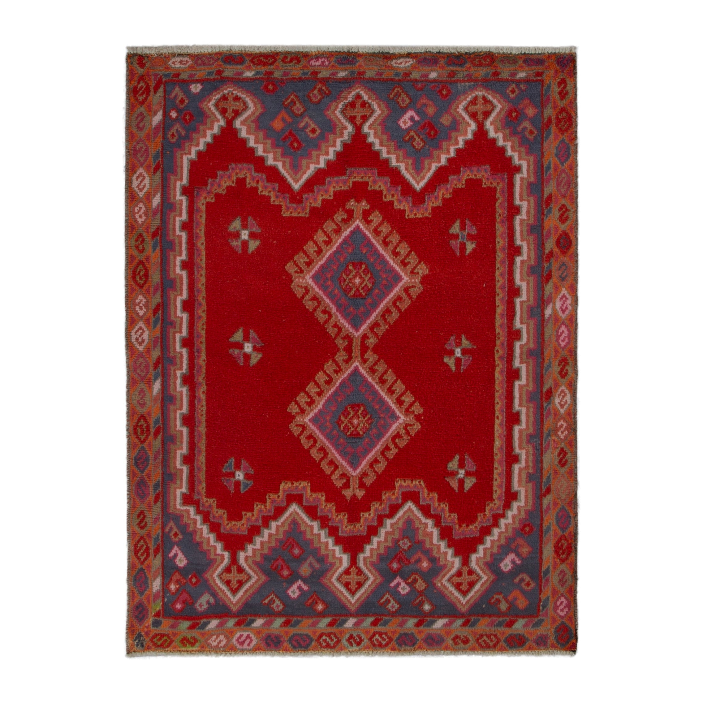 Persian Shiraz accent rug in deep red and rust, 4'5" x 6'