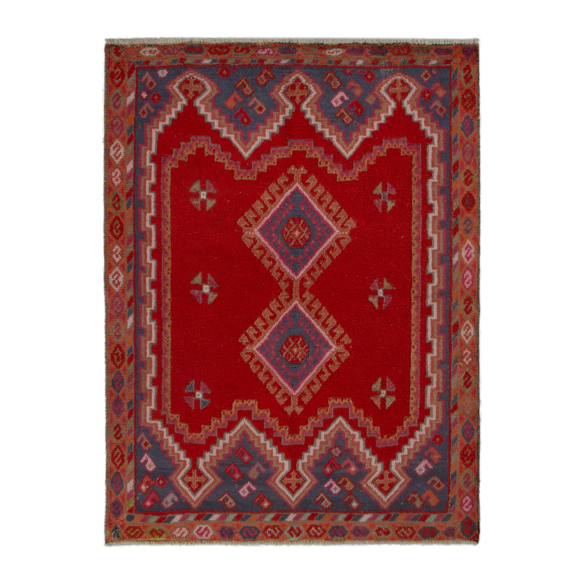 Persian Shiraz area rug in deep red and rust, 4'5" x 6'