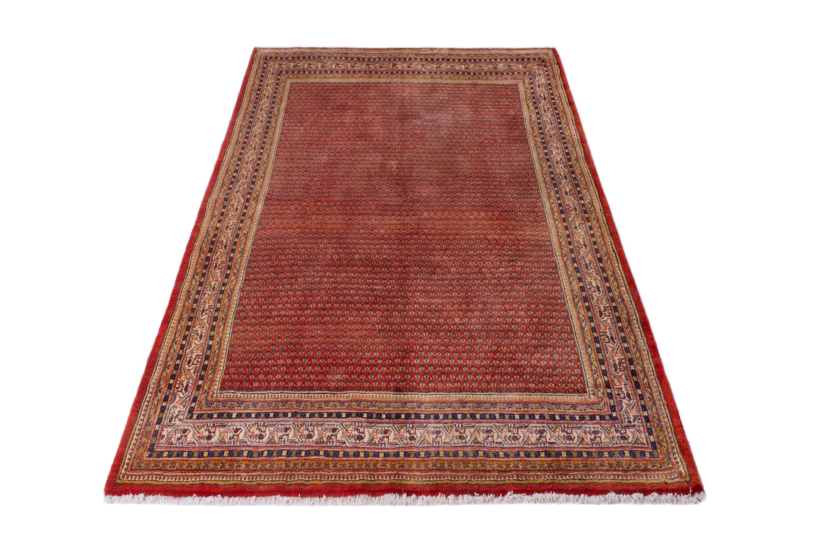 Persian Arak area rug in deep red and rust, view 3 of 20