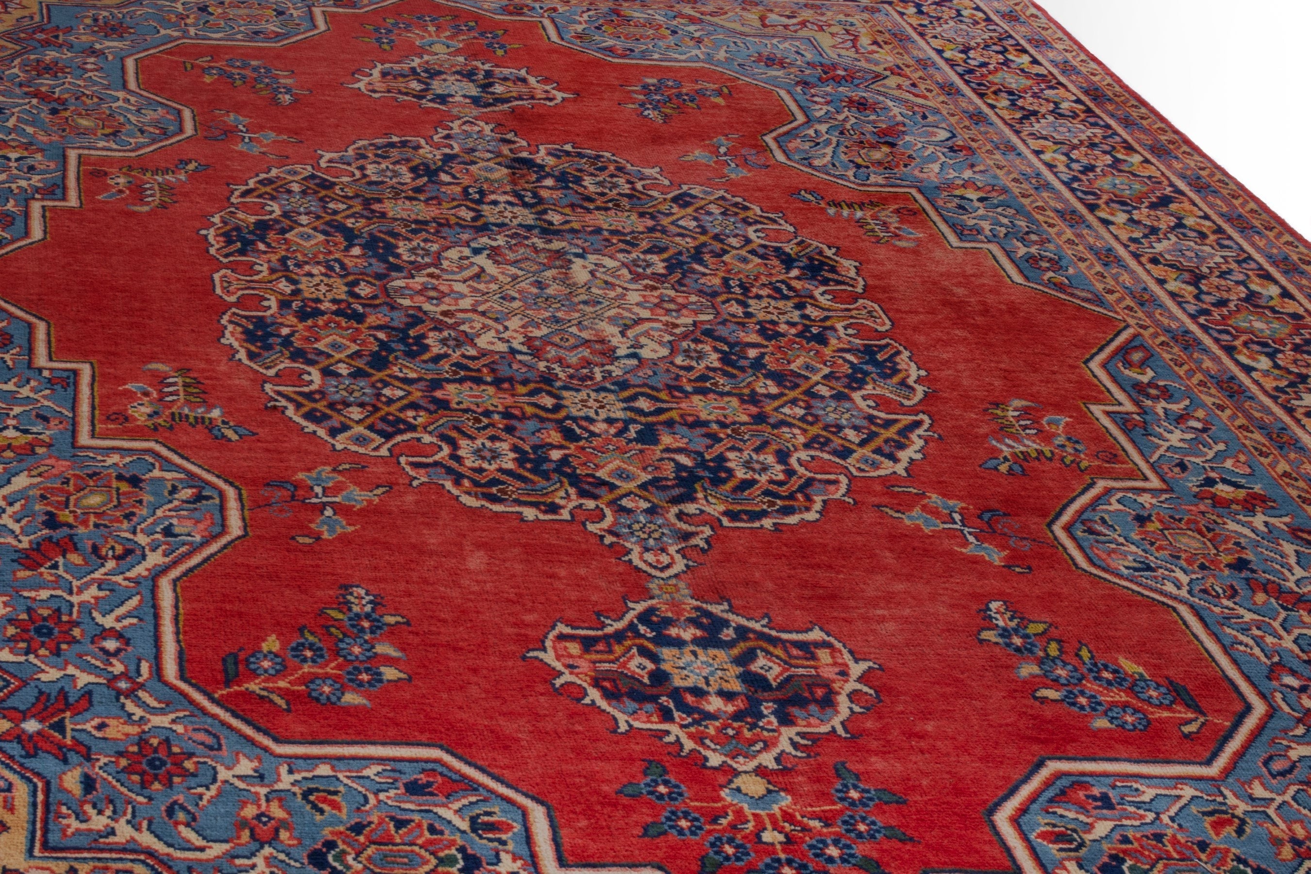 Persian Vist oversized rug in deep red and navy, view 7 of 22