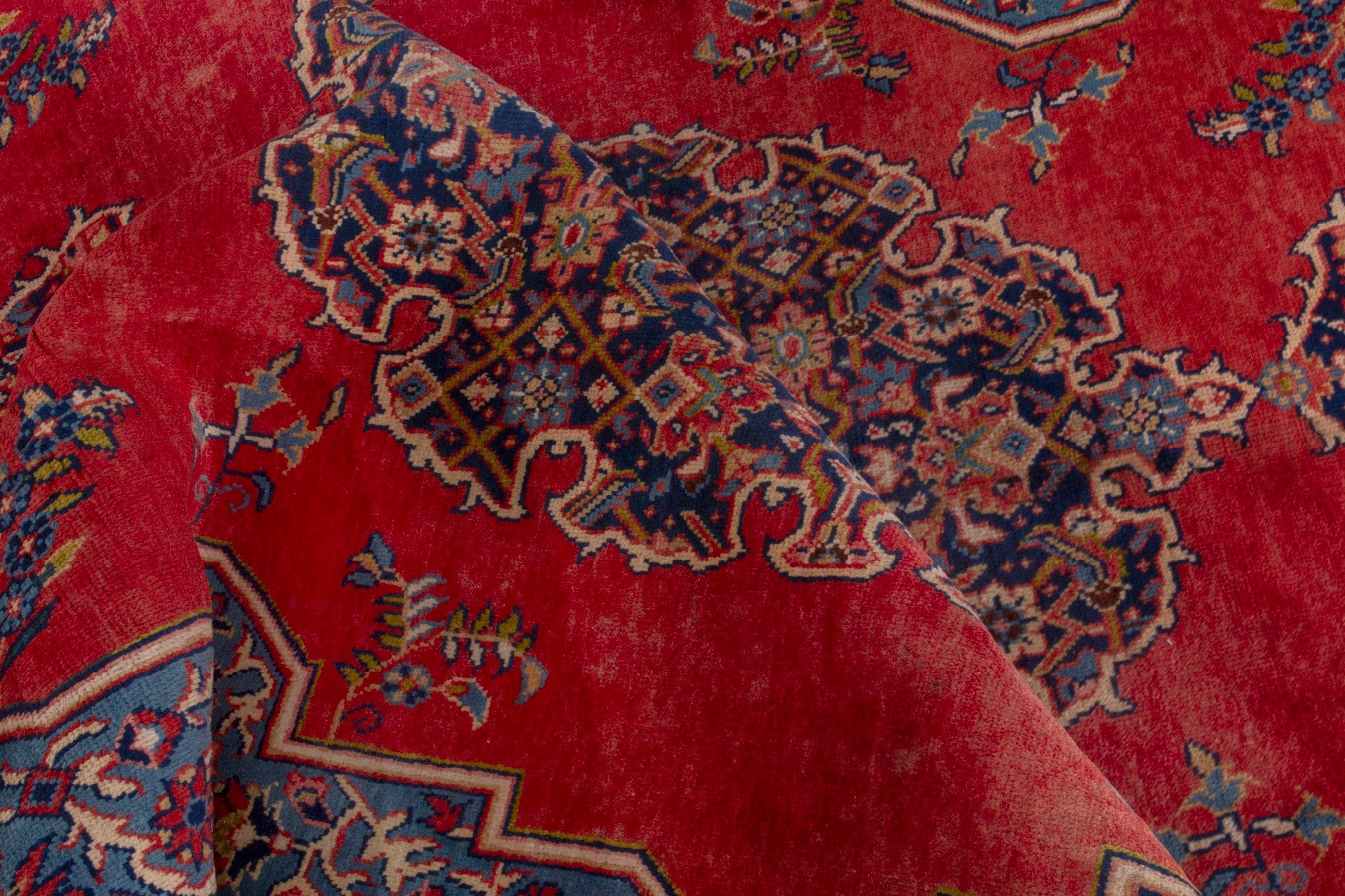 Persian Vist oversized rug in deep red and navy, view 21 of 22