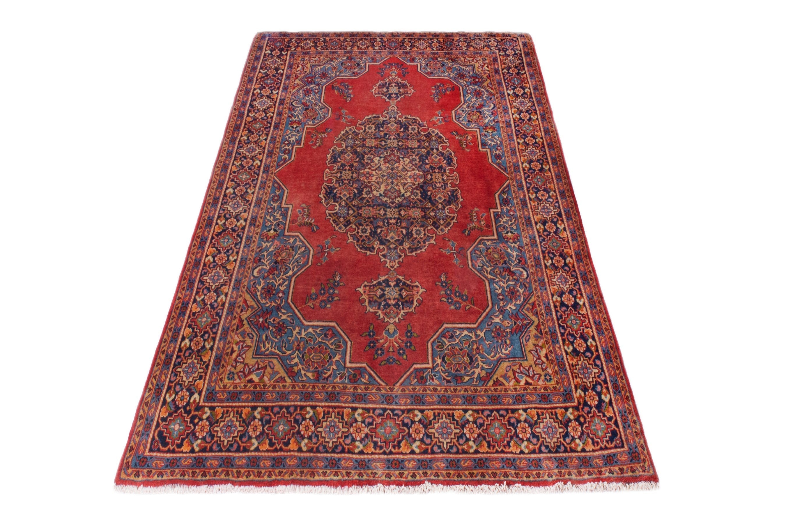 Persian Vist oversized rug in deep red and navy, view 2 of 22