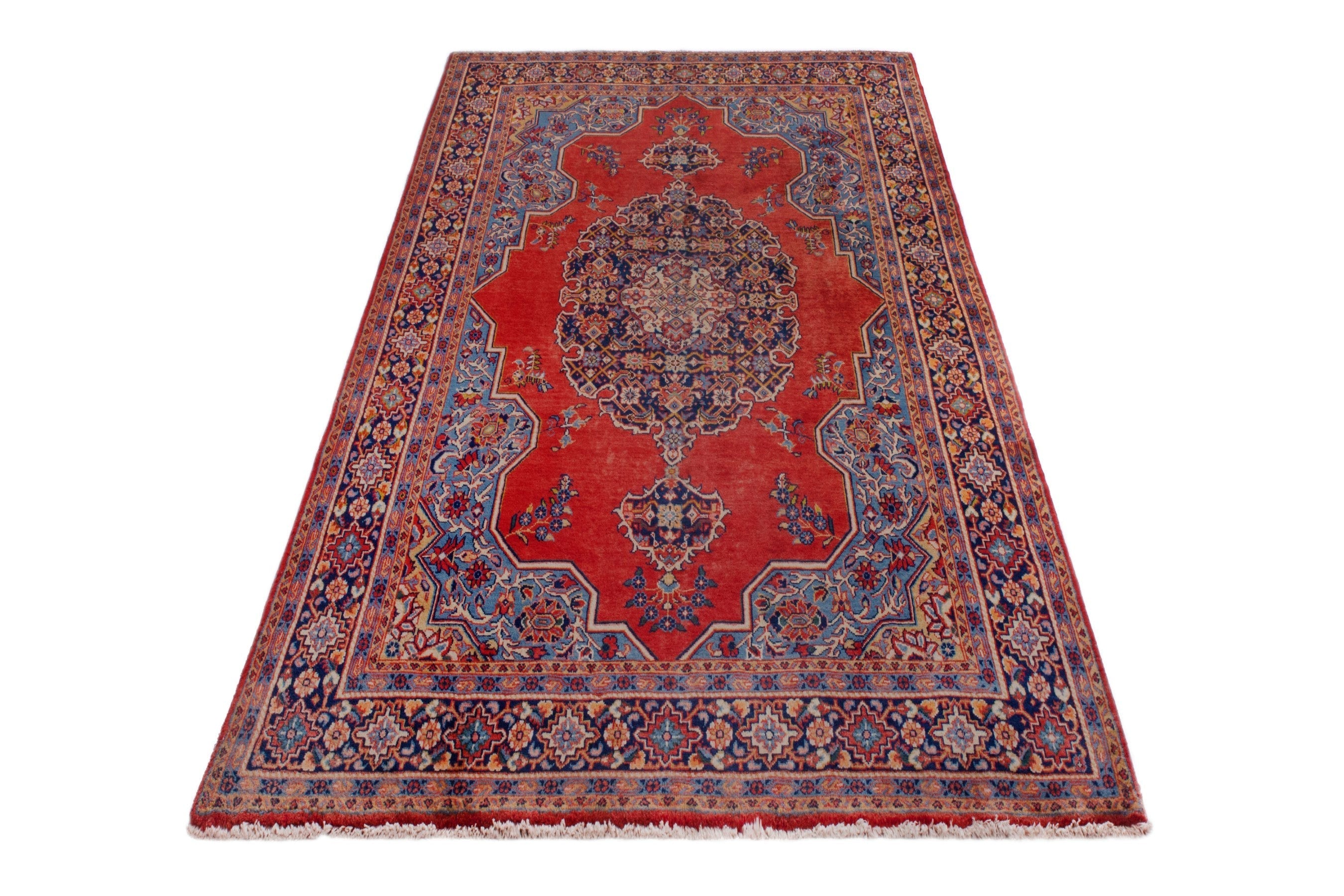 Persian Vist oversized rug in deep red and navy, view 3 of 22
