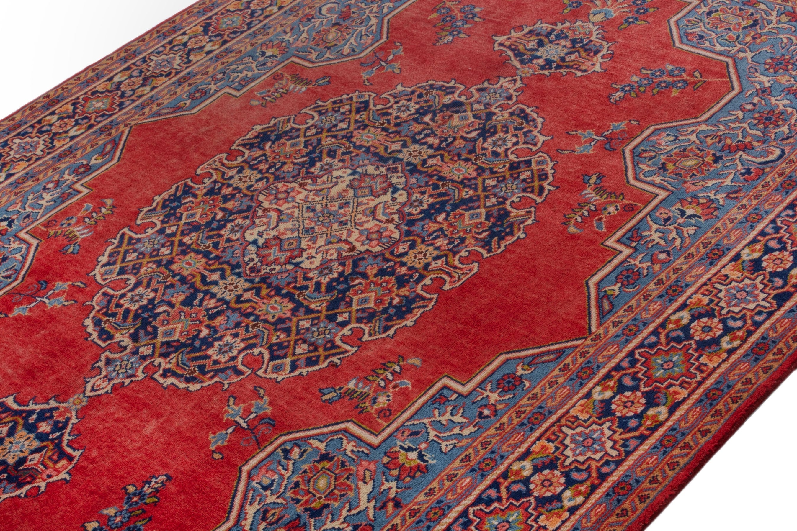 Persian Vist oversized rug in deep red and navy, view 8 of 22