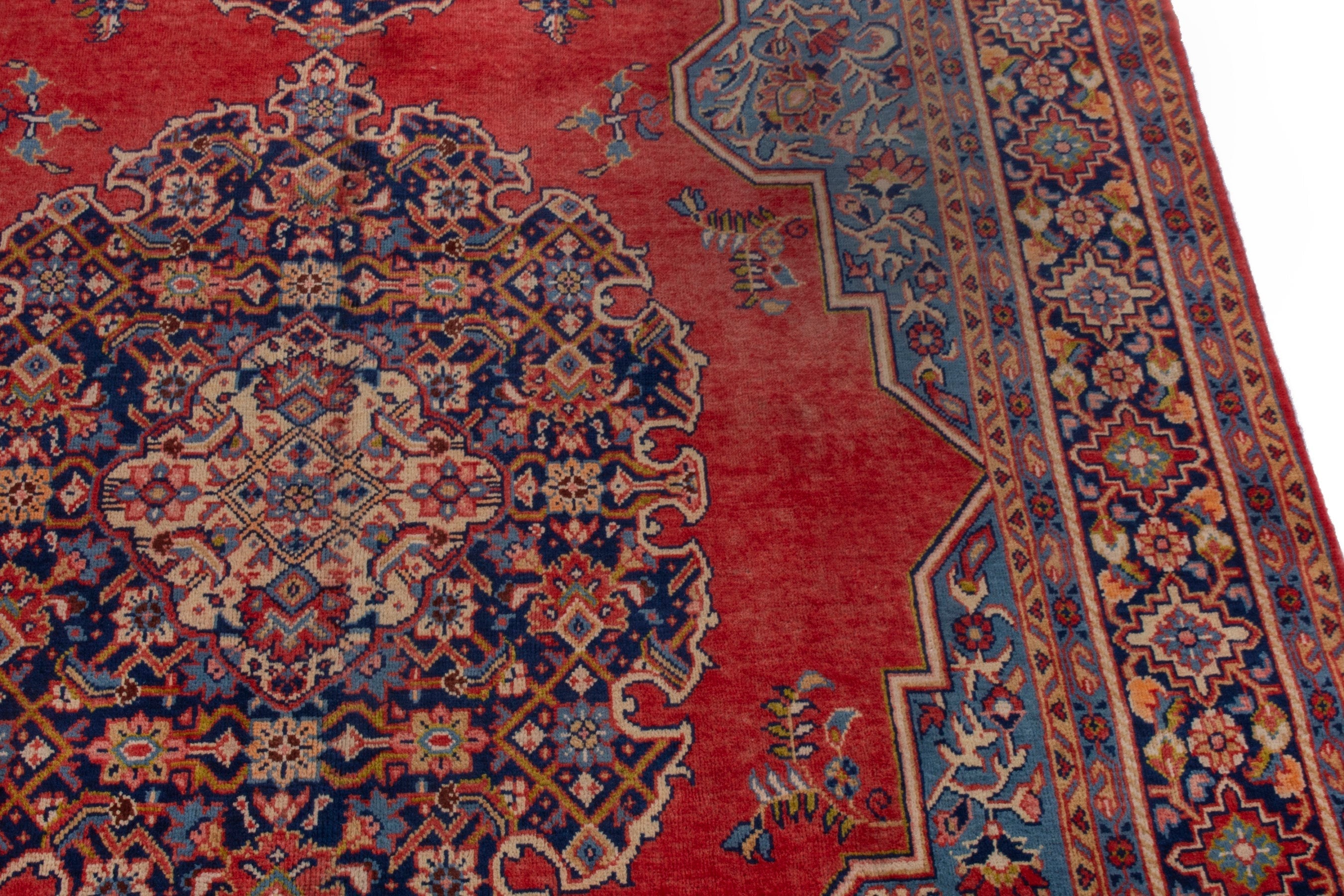 Persian Vist oversized rug in deep red and navy, view 9 of 22