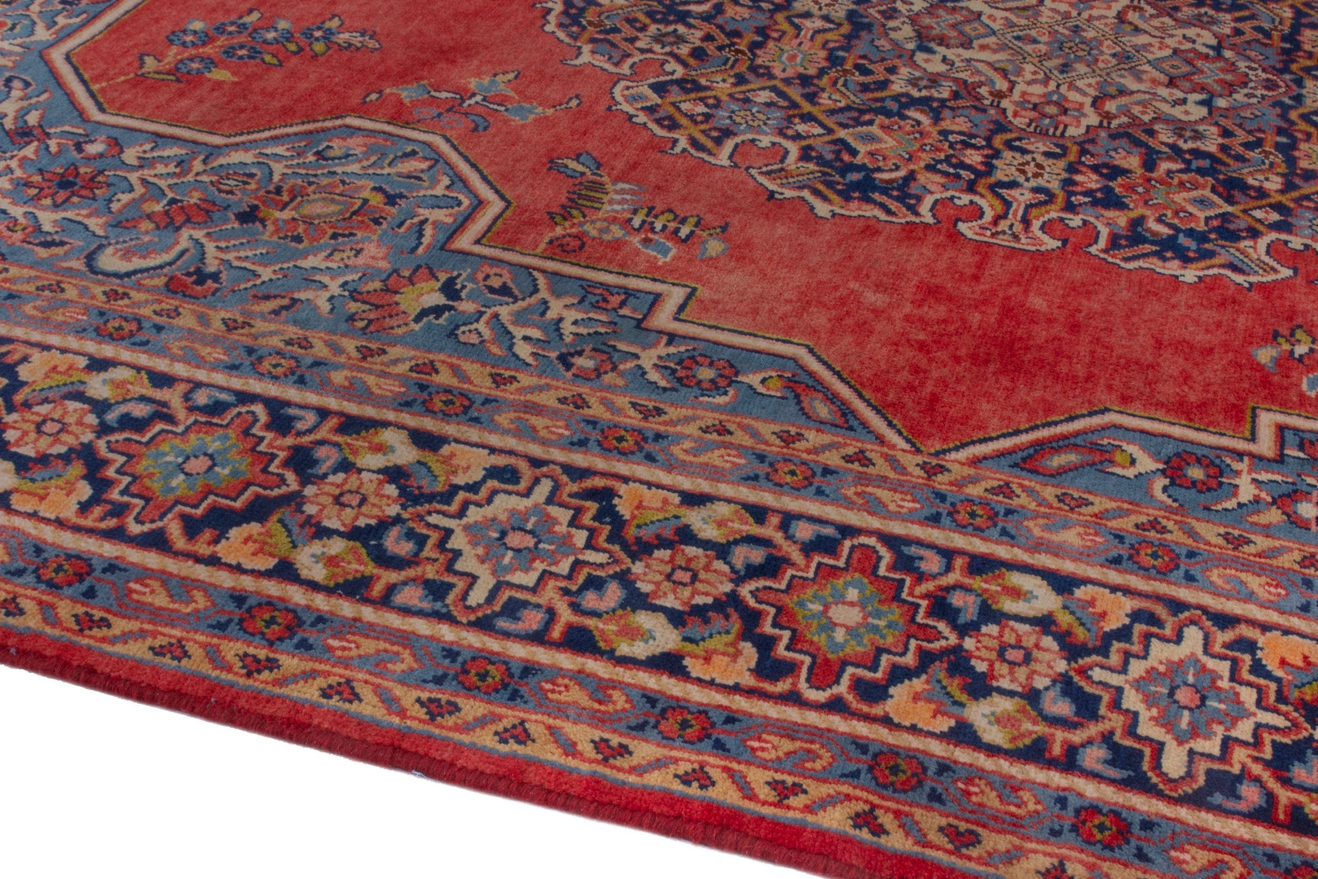Persian Vist oversized rug in deep red and navy, view 5 of 22