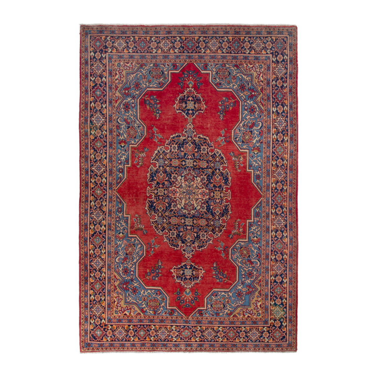 Persian Vist oversized rug in deep red and navy, 7' x 10'8"