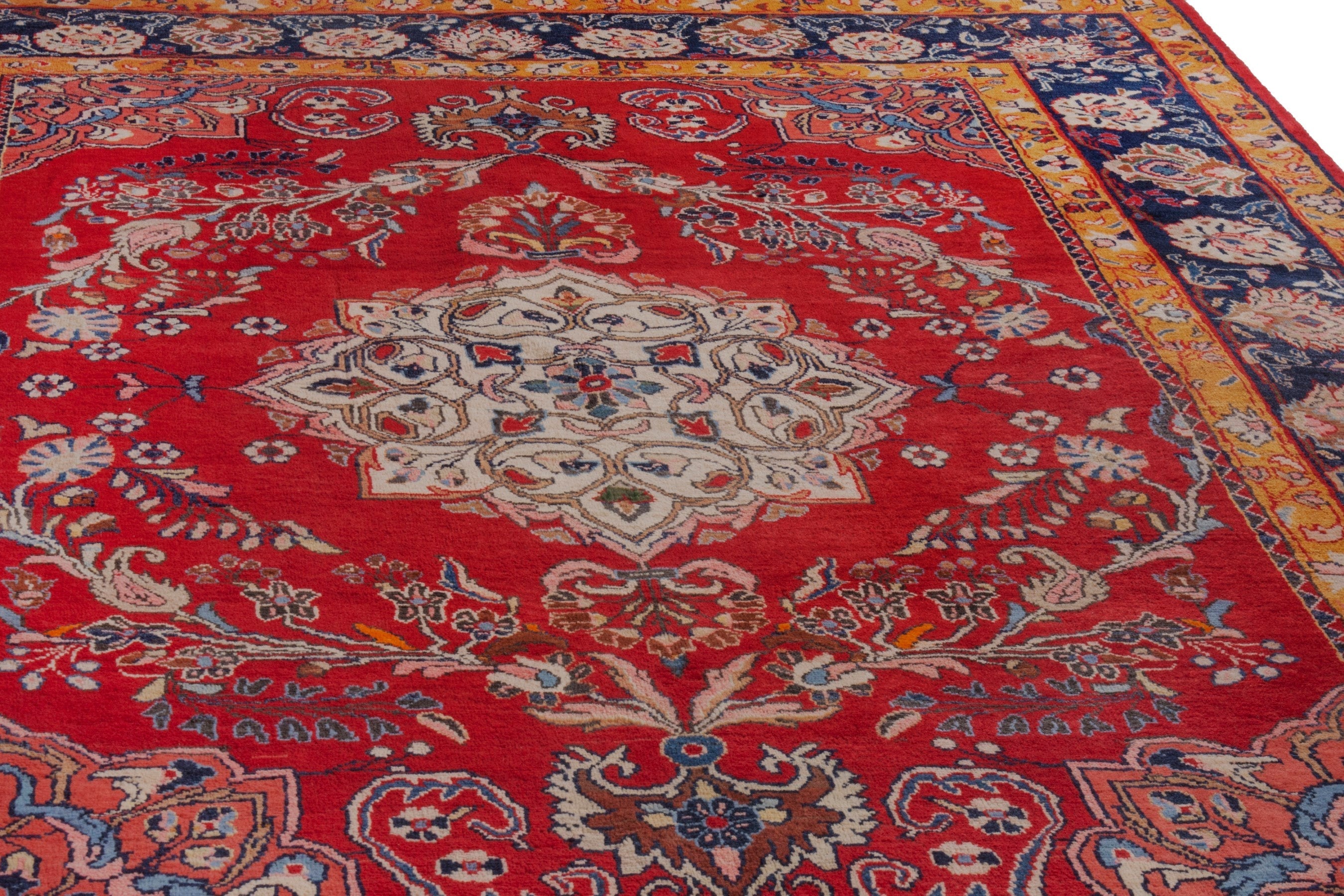 Persian Arak oversized rug in deep red and navy, view 7 of 21