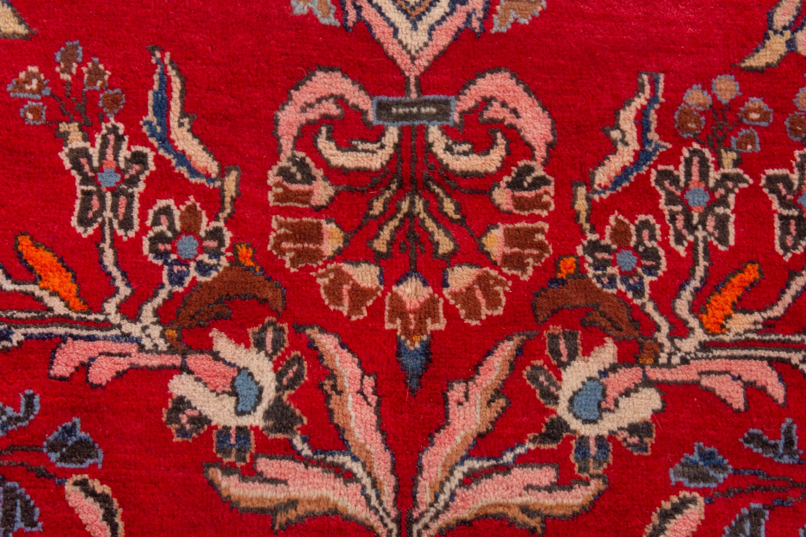 Persian Arak oversized rug in deep red and navy, view 14 of 21