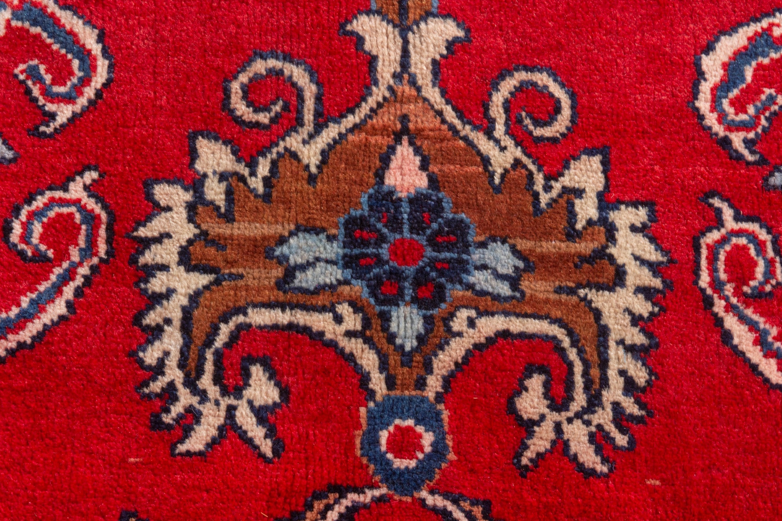 Persian Arak oversized rug in deep red and navy, view 16 of 21
