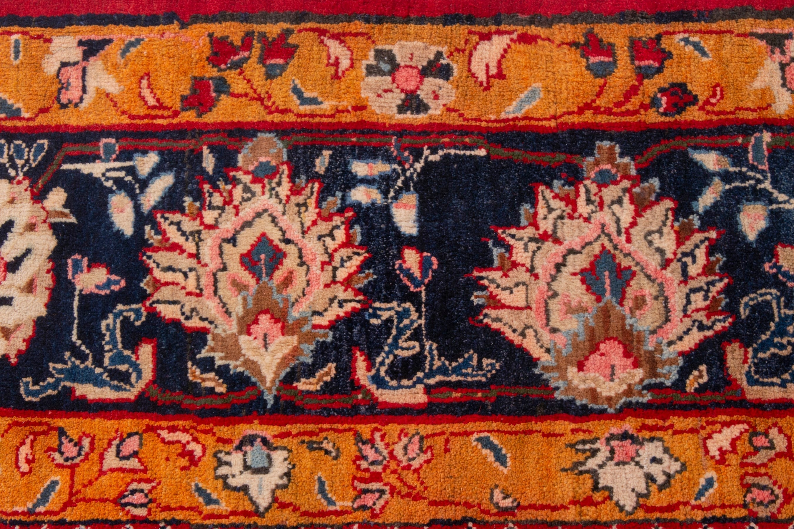 Persian Arak oversized rug in deep red and navy, view 12 of 21