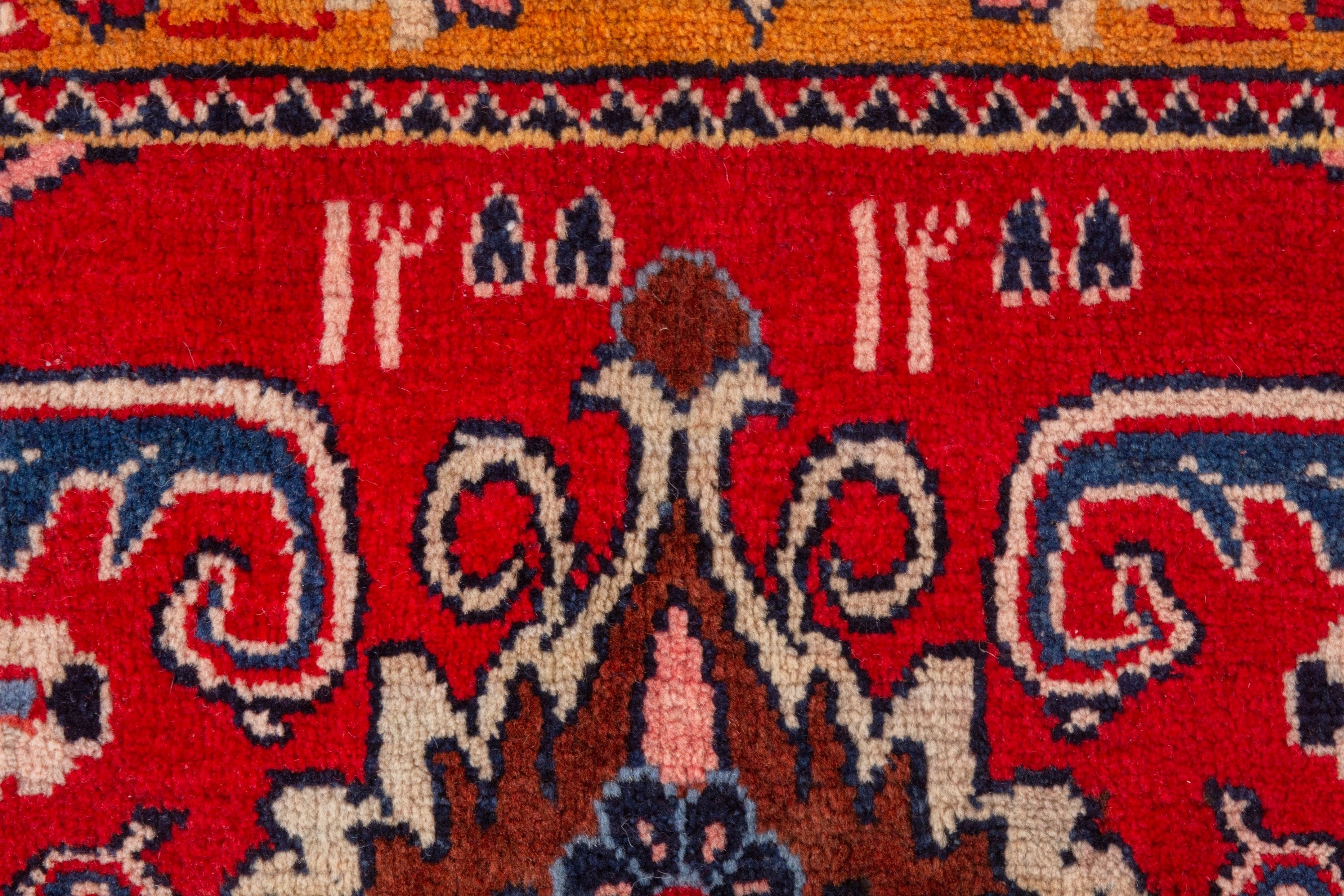 Persian Arak oversized rug in deep red and navy, view 13 of 21