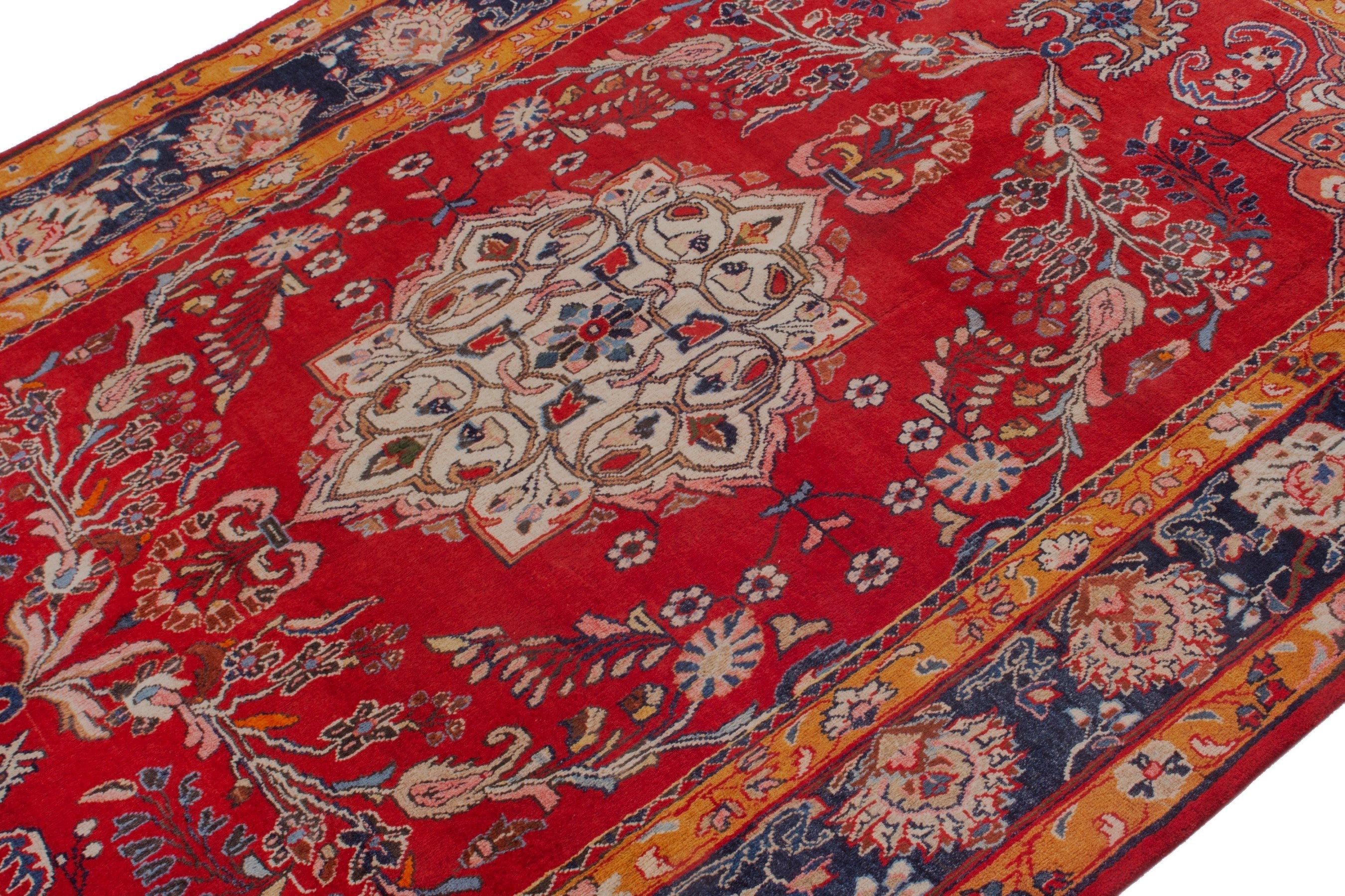 Persian Arak oversized rug in deep red and navy, view 8 of 21