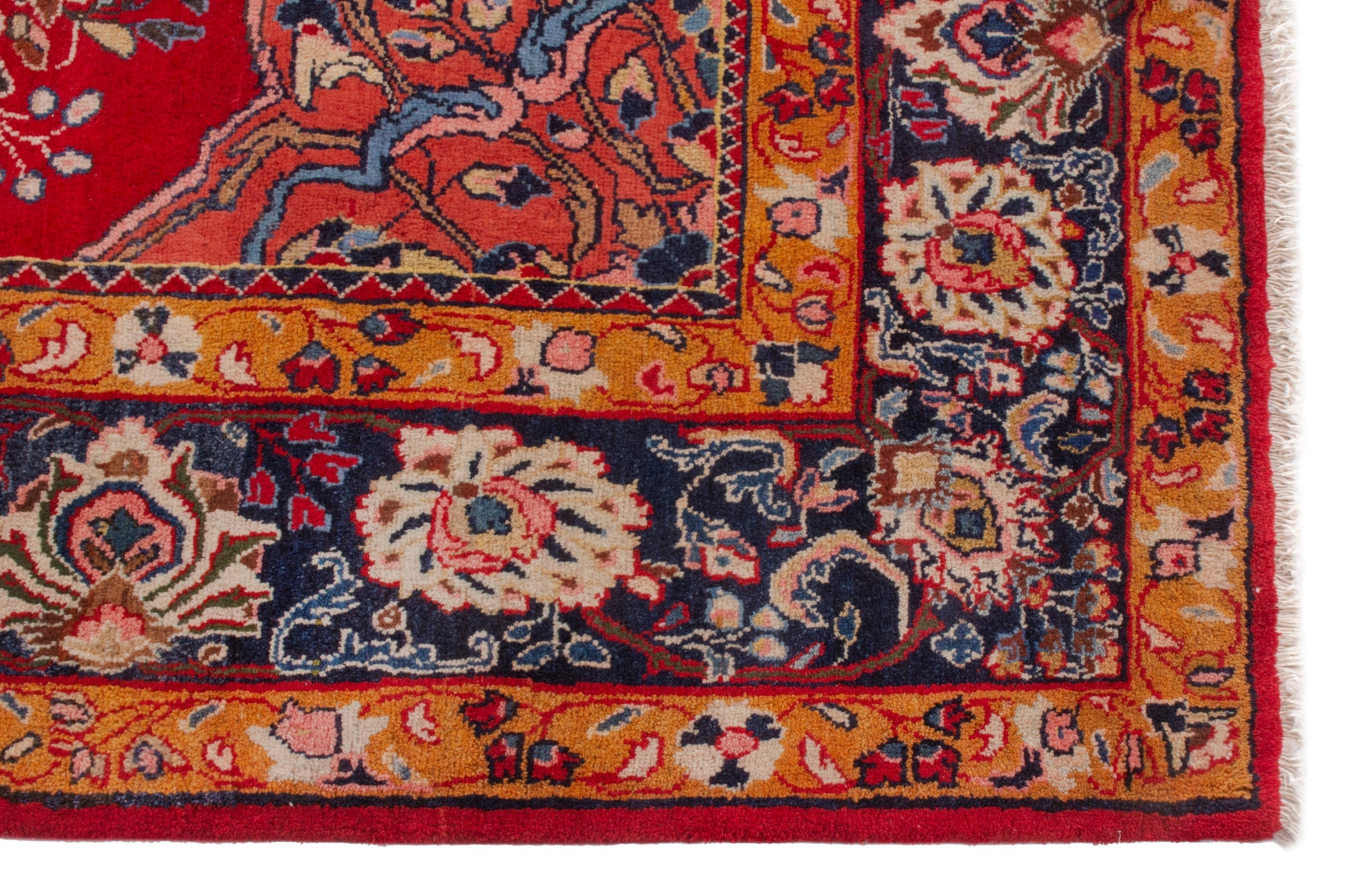 Persian Arak oversized rug in deep red and navy, view 10 of 21