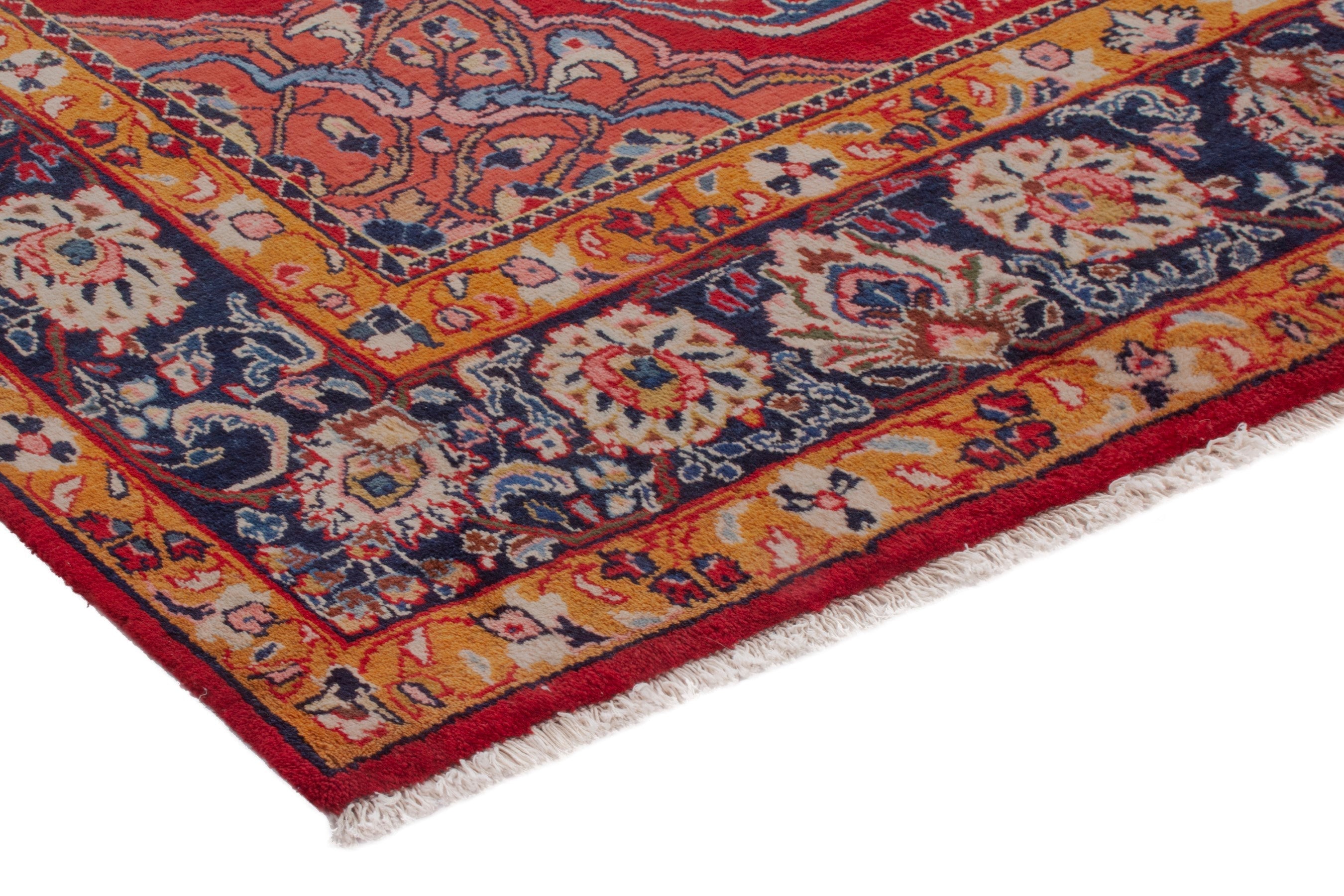 Persian Arak oversized rug in deep red and navy, view 4 of 21