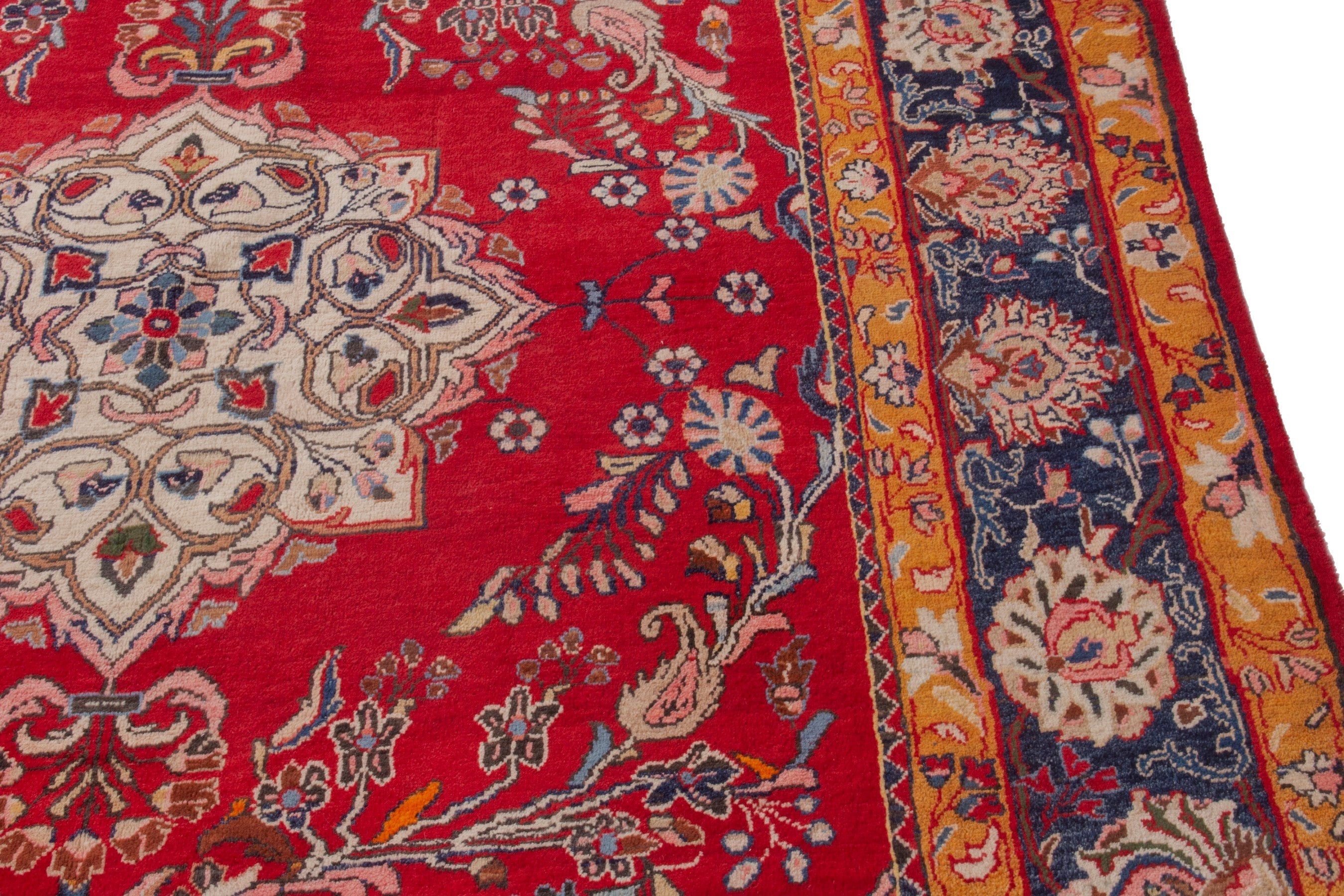 Persian Arak oversized rug in deep red and navy, view 9 of 21