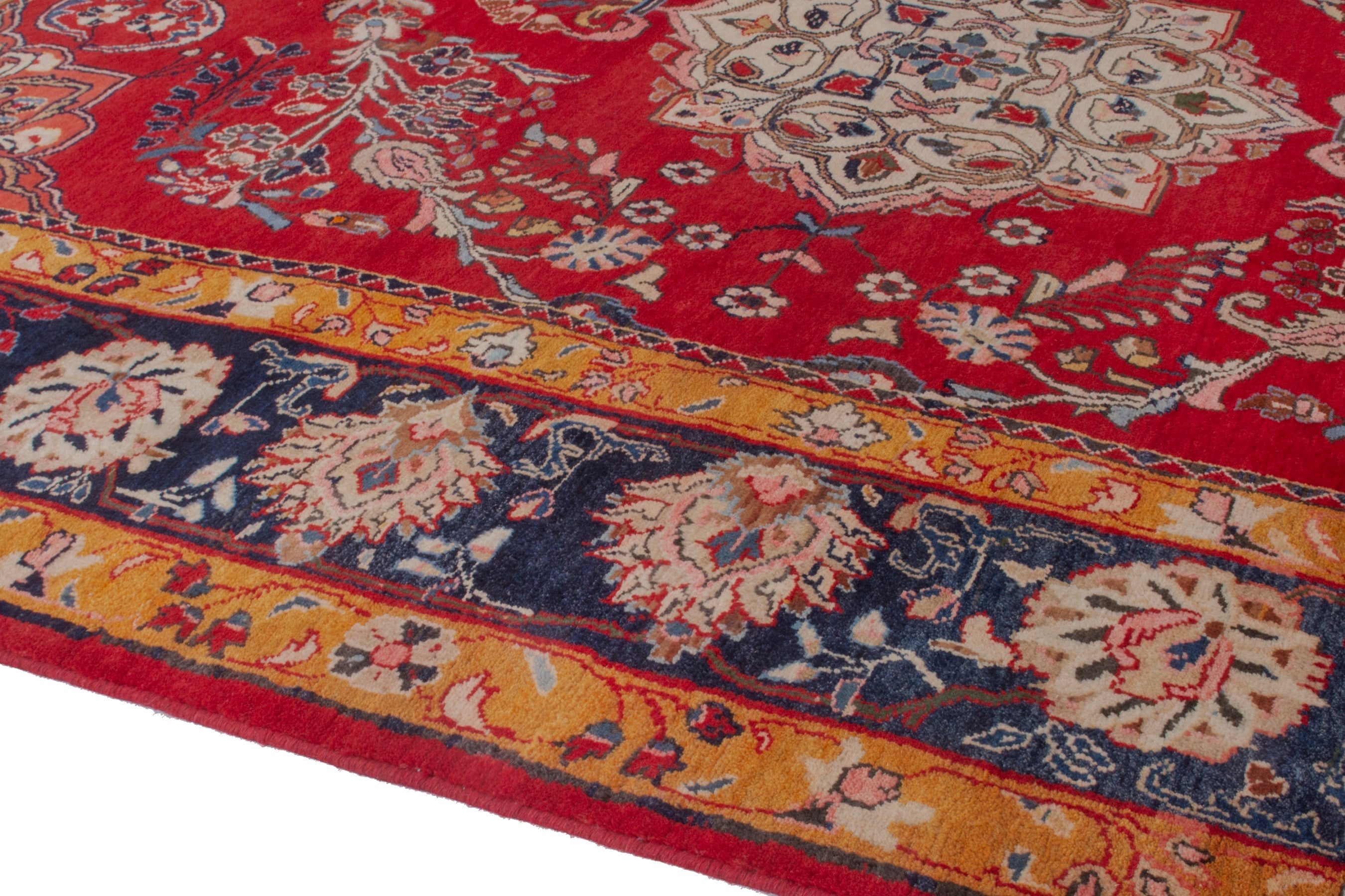 Persian Arak oversized rug in deep red and navy, view 5 of 21
