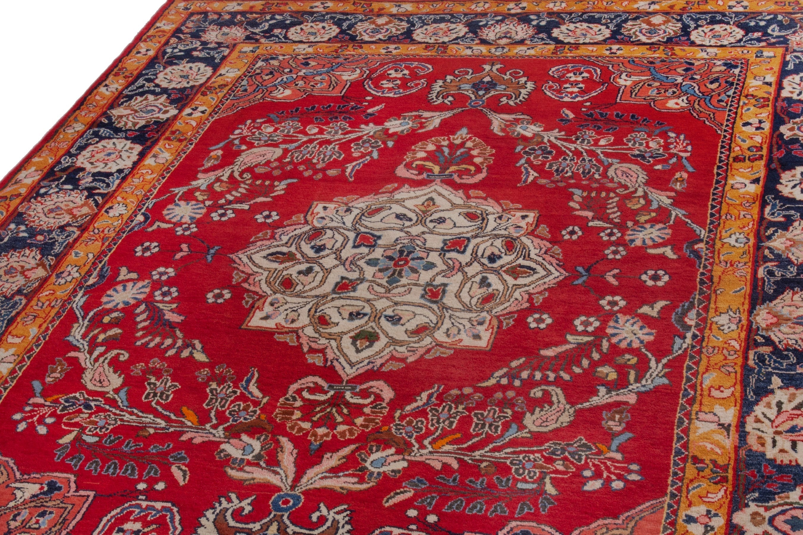 Persian Arak oversized rug in deep red and navy, view 6 of 21